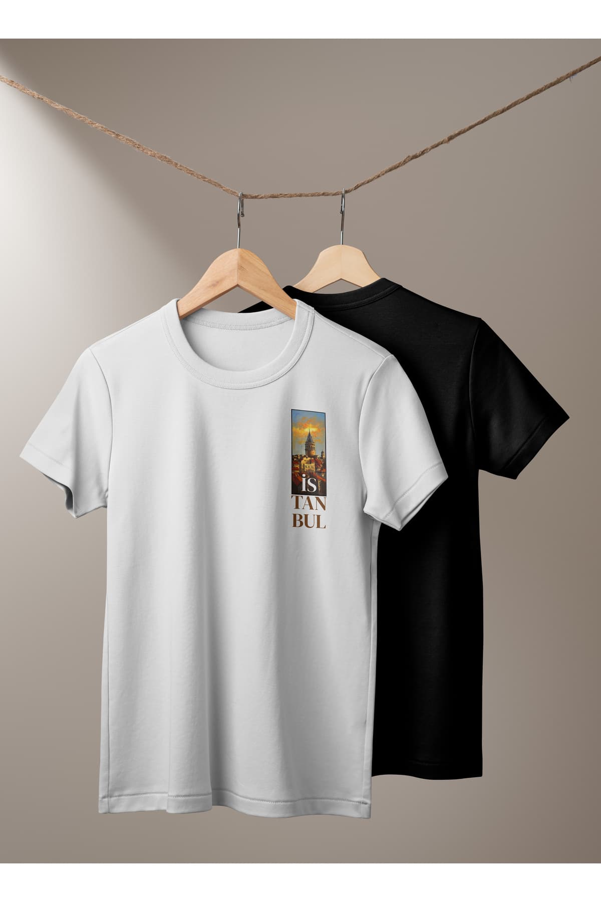 İstanbul Baskılı Basic T-Shirt Erkek %100 Pamuk