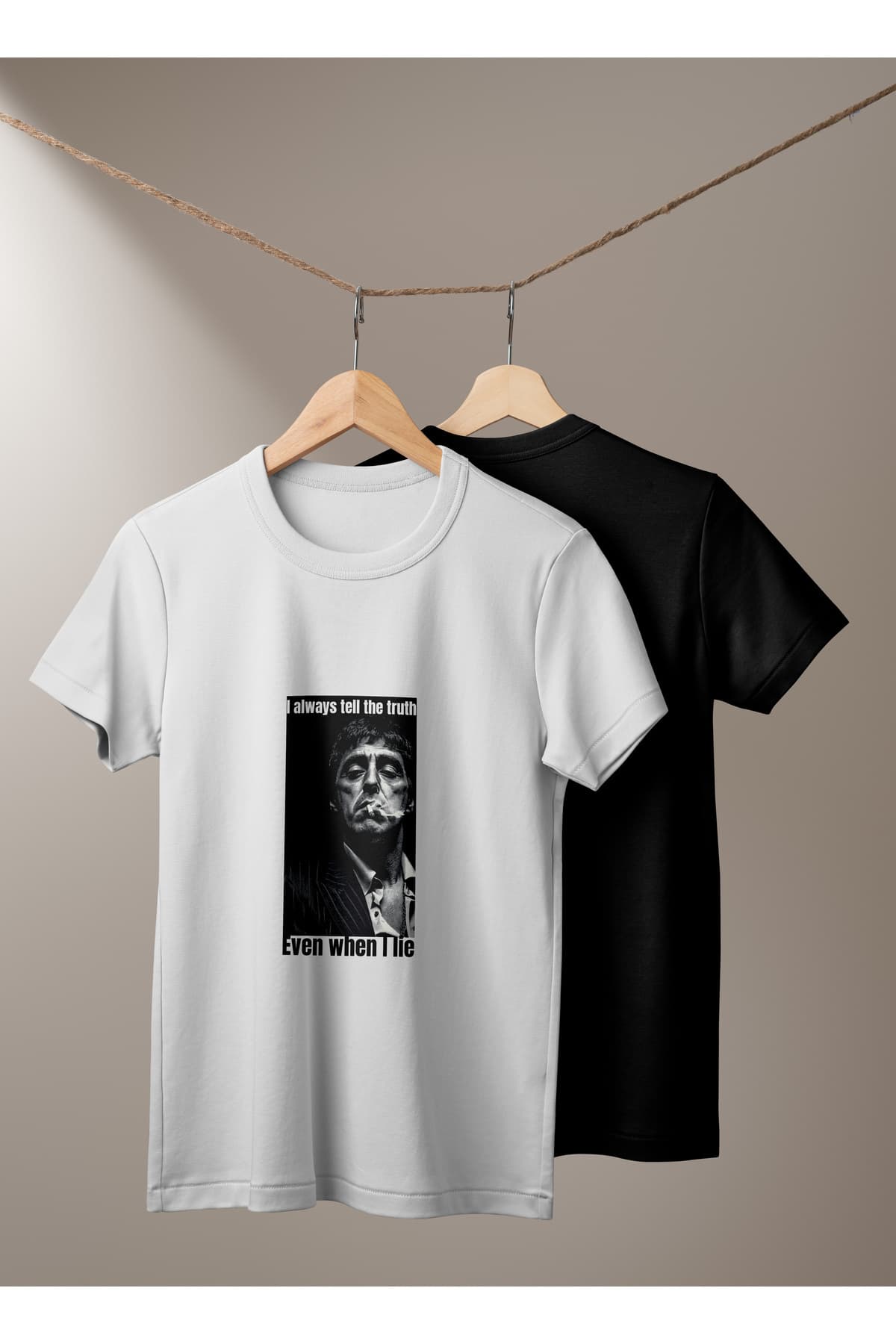 Scarface (Yaralı yüz) Baskılı Basic T-Shirt Erkek %100 Pamuk