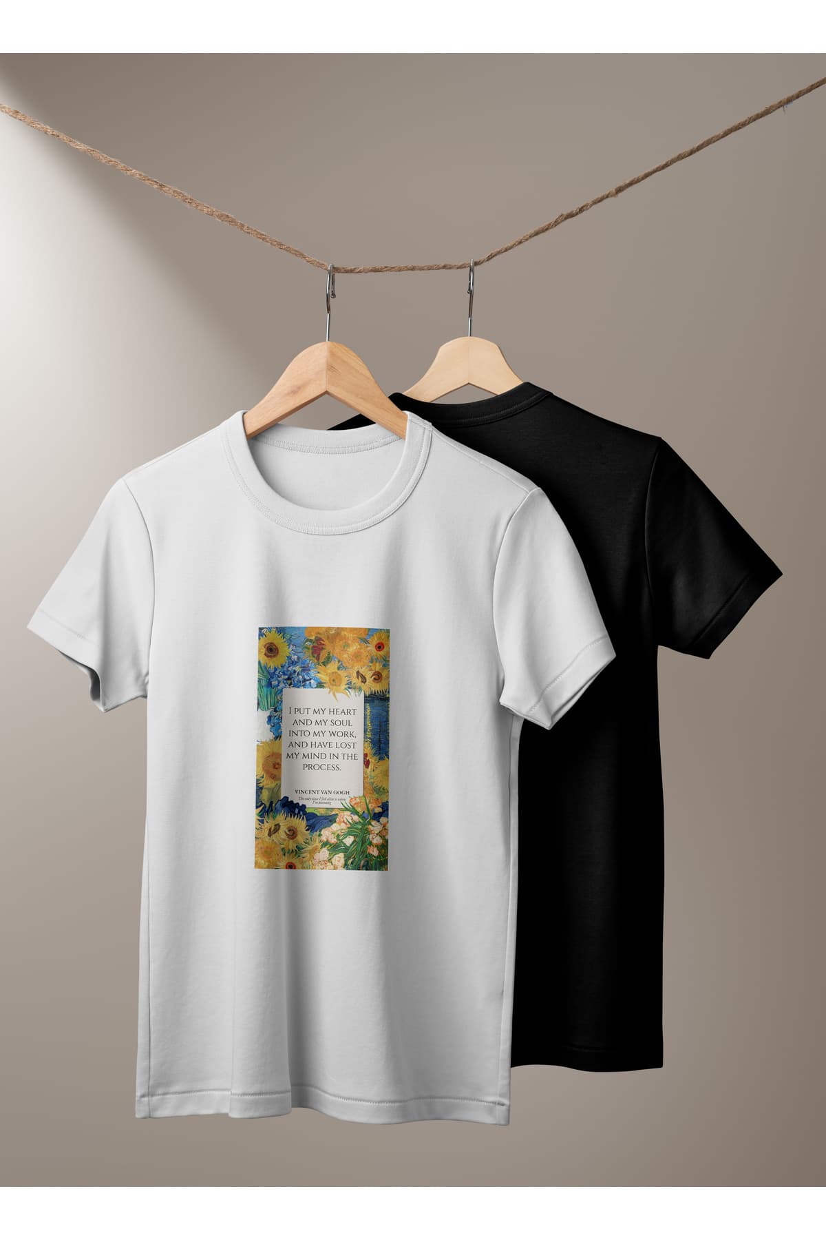 Vincent van Gogh Ayçiçekleri Tablosu Baskılı Basic T-Shirt Kadın %100 Pamuk
