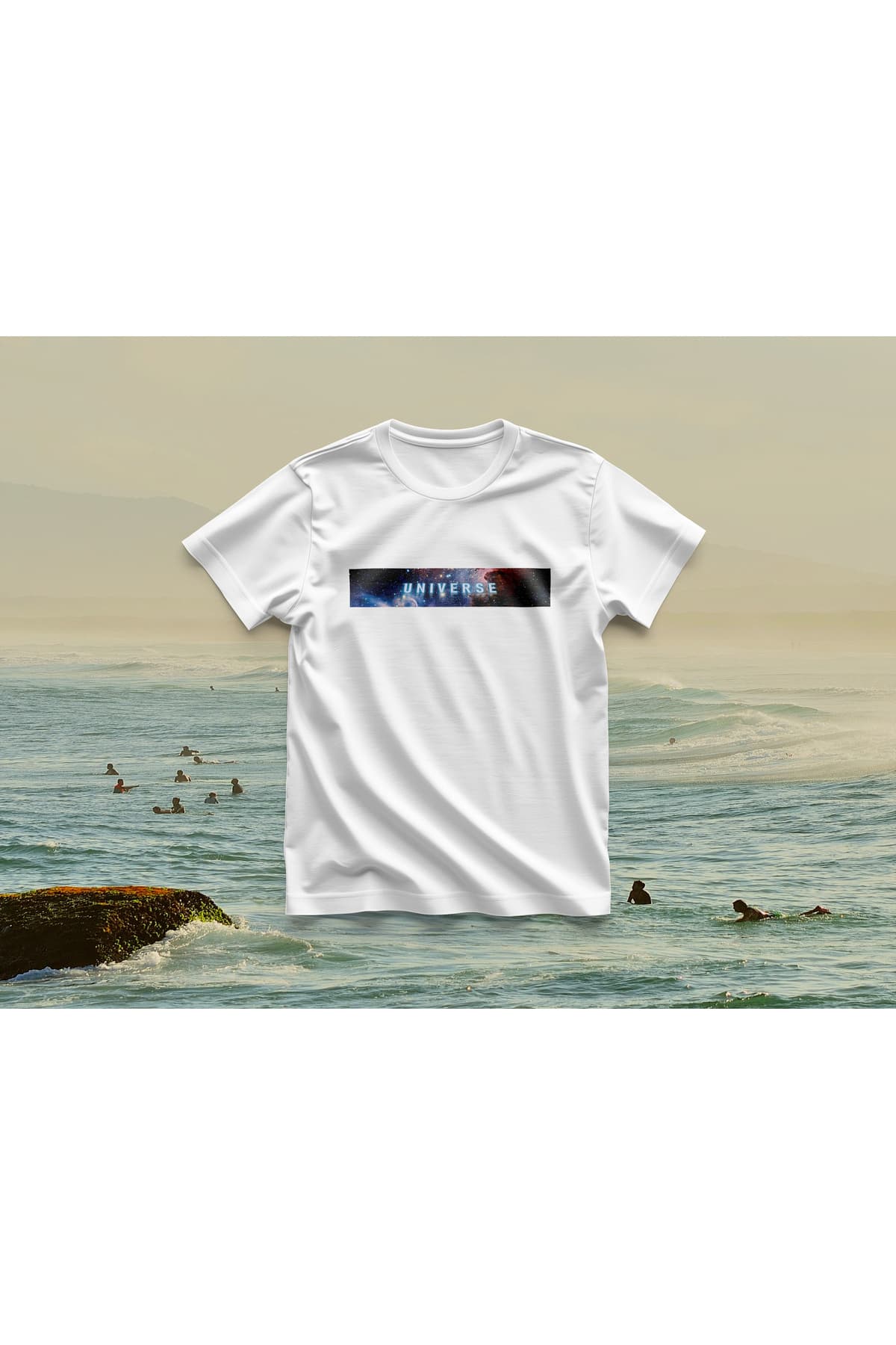 UNIVERSE Baskılı Oversize T-Shirt Erkek %100 Pamuk
