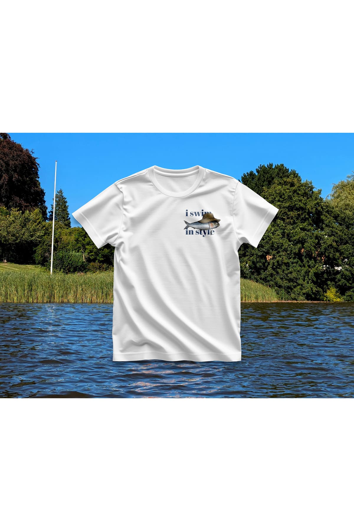 I Swim In Style Balık Baskılı Oversize T-Shirt Erkek %100 Pamuk