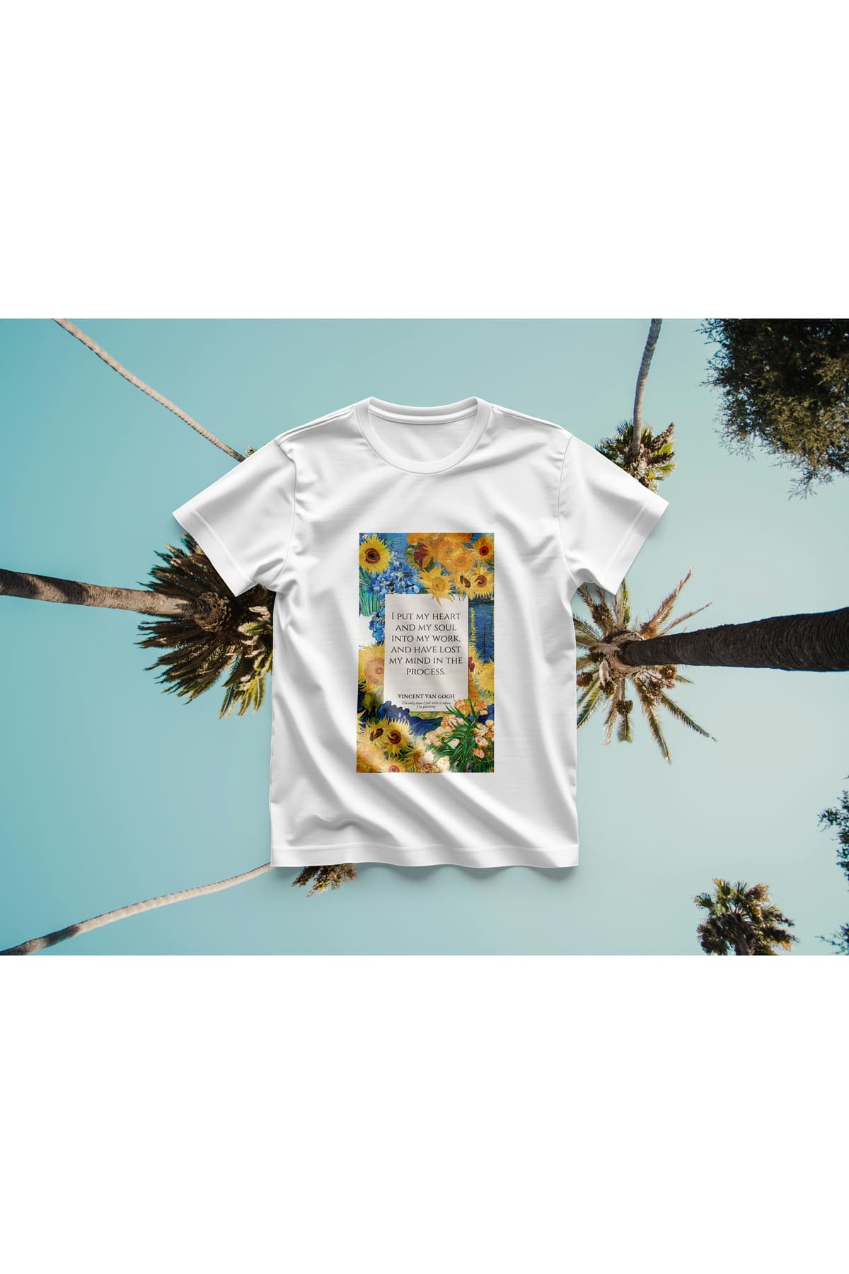 Vincent van Gogh Ayçiçekleri Tablosu Baskılı Oversize T-Shirt Erkek %100 Pamuk