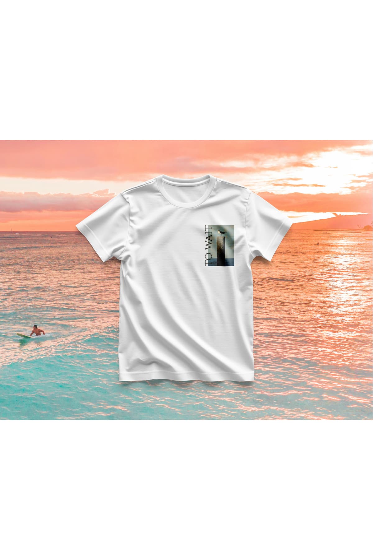 TO WAIT Kuş Baskılı Oversize T-Shirt Erkek %100 Pamuk