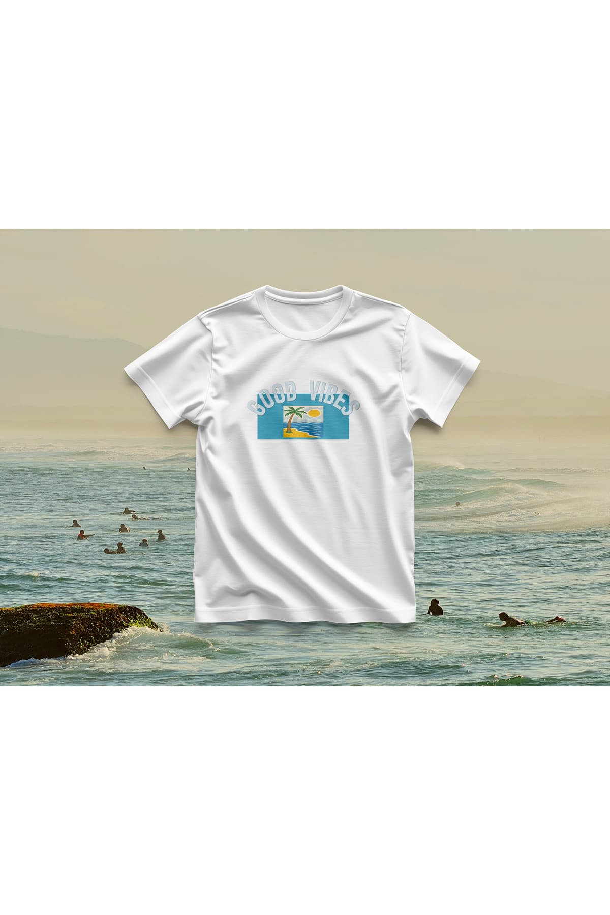 GOOD VIBES Baskılı Oversize T-Shirt Erkek %100 Pamuk
