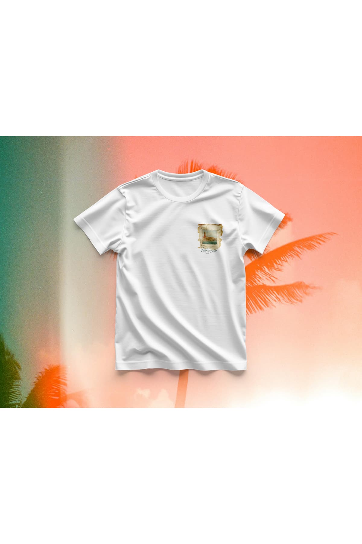 Venezia Pul Baskılı Oversize T-Shirt Erkek %100 Pamuk
