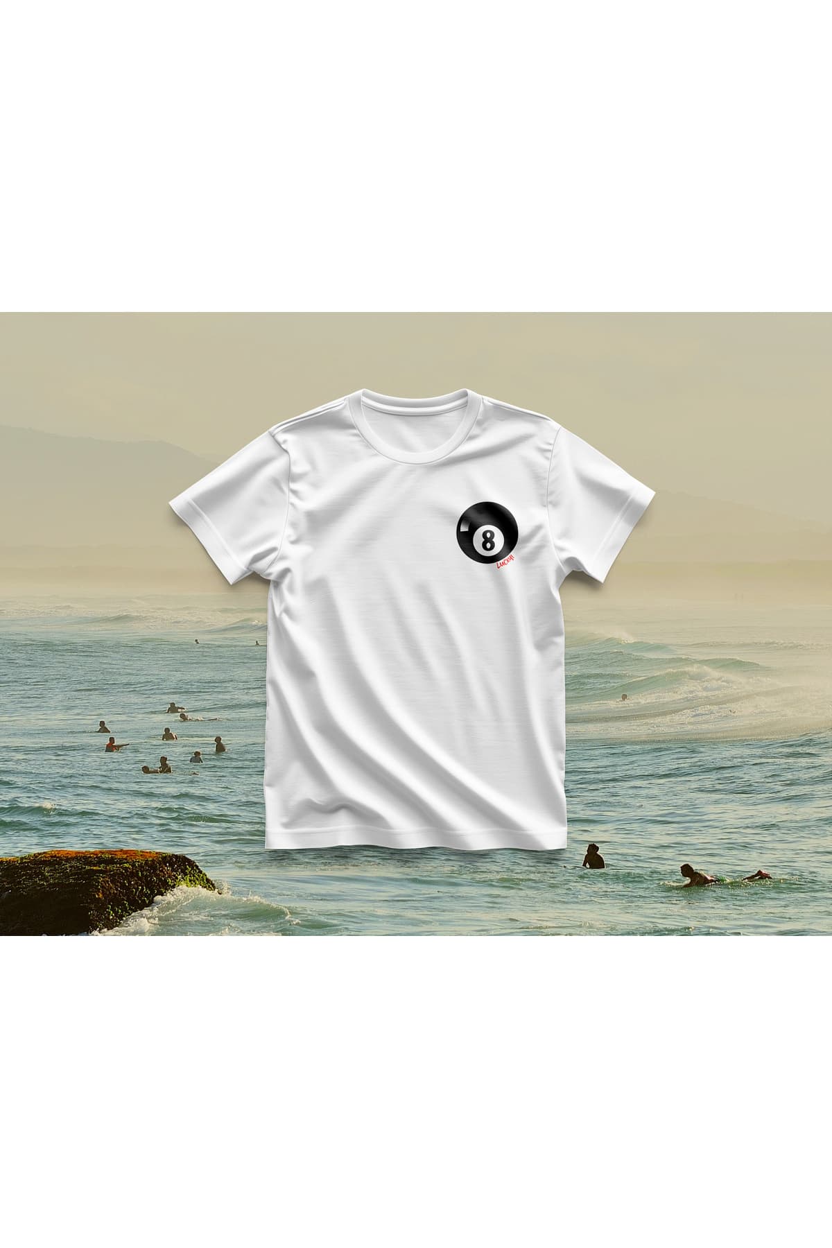 Bilardo 8 Top Lucky Baskılı Oversize T-Shirt Erkek %100 Pamuk