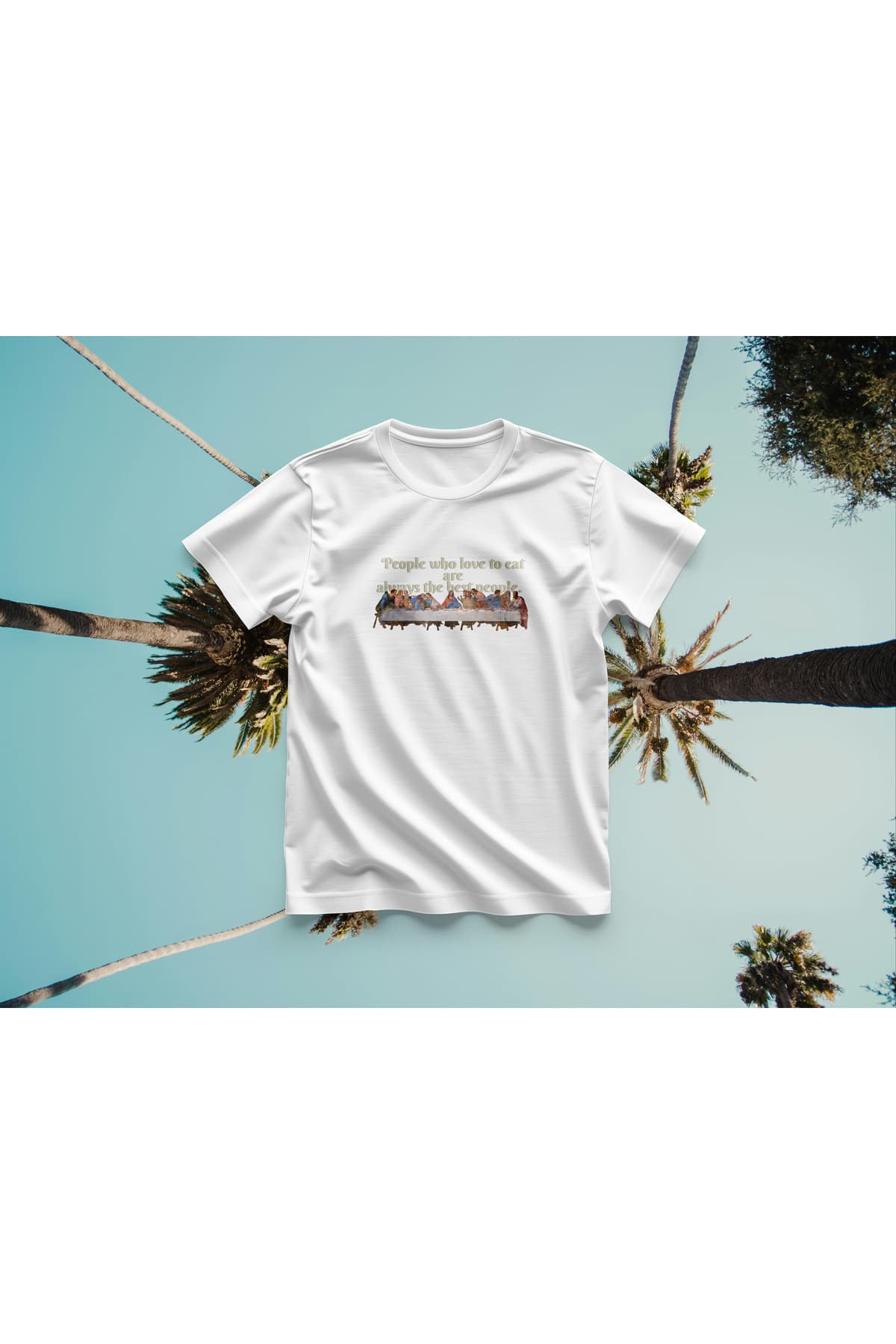 Son Akşam Yemeği Baskılı Oversize T-Shirt Erkek %100 Pamuk
