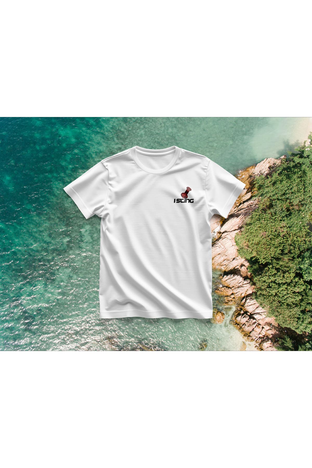 I Sting Raptiye Baskılı Overize T-Shirt Erkek %100 Pamuk