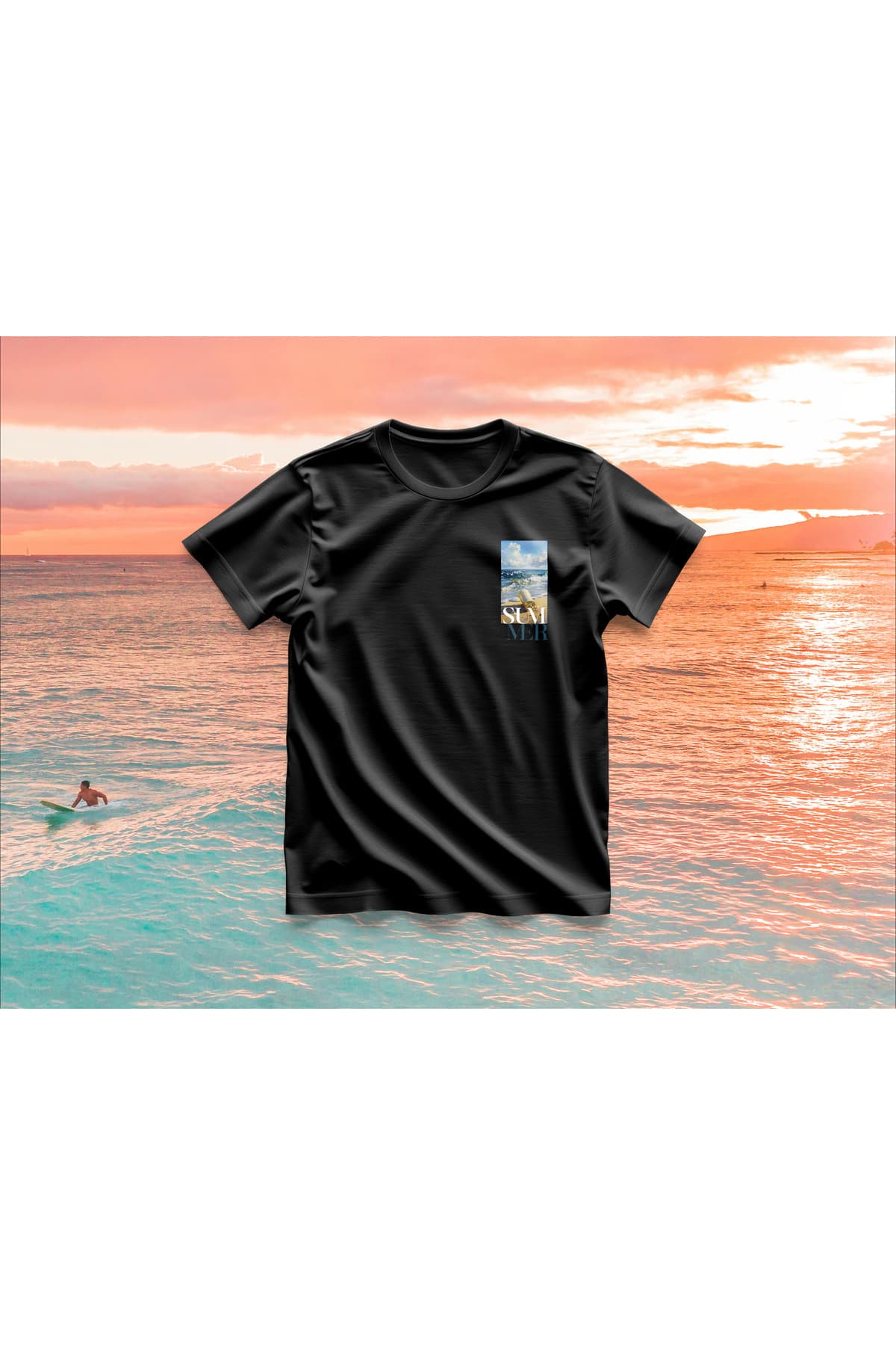 Summer Baskılı Oversize T-Shirt Erkek %100 Pamuk