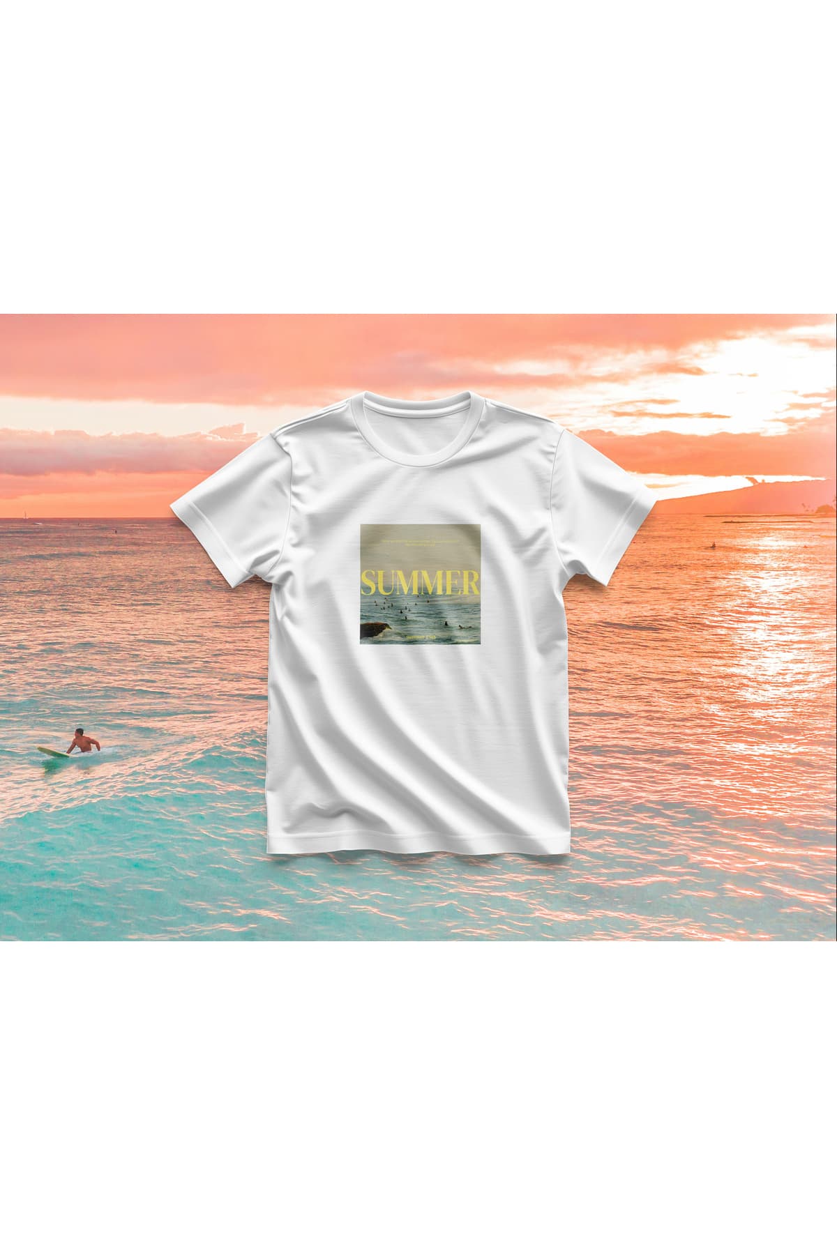 SUMMER Baskılı Oversize T-Shirt Erkek %100 Pamuk