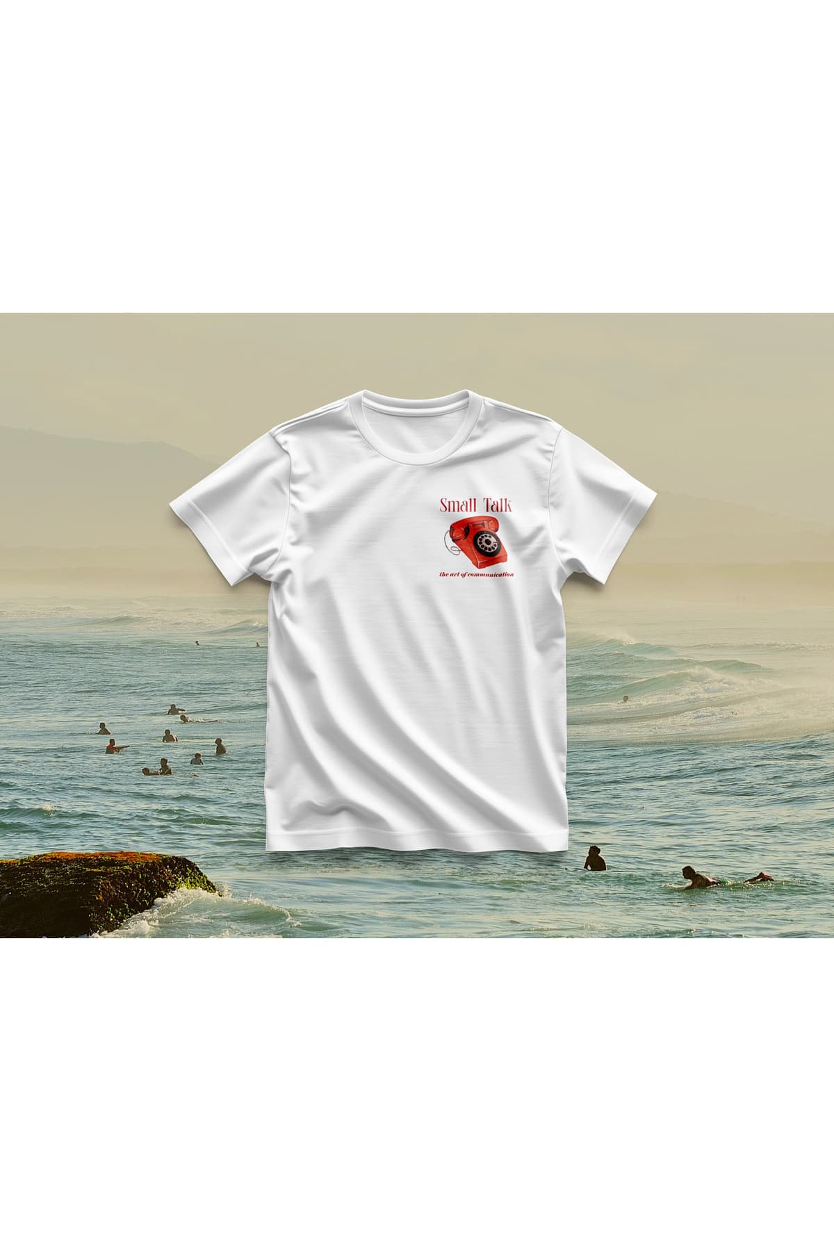 Small Talk Telefon Baskılı Oversize T-Shirt Erkek %100 Pamuk