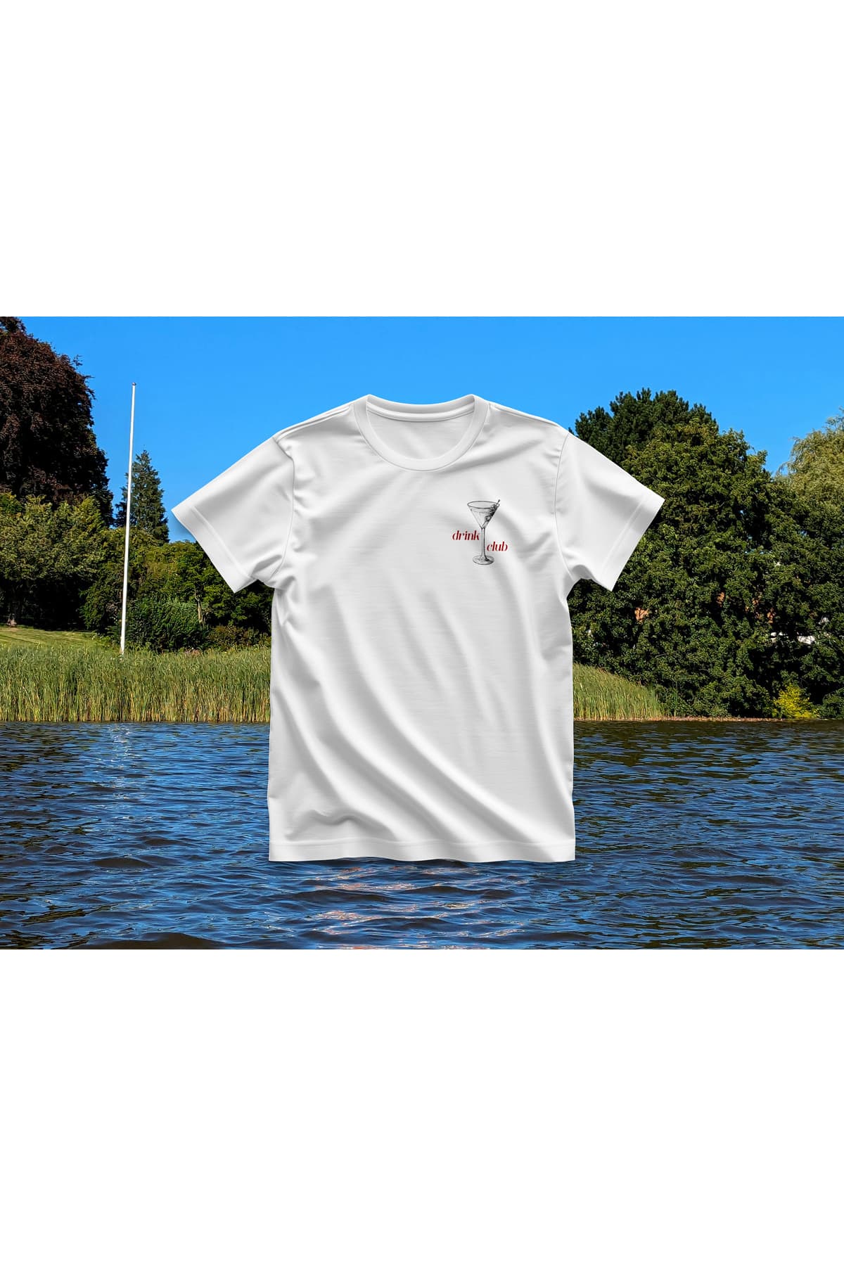 Drink Club Kadeh Baskılı Oversize T-Shirt Erkek %100 Pamuk