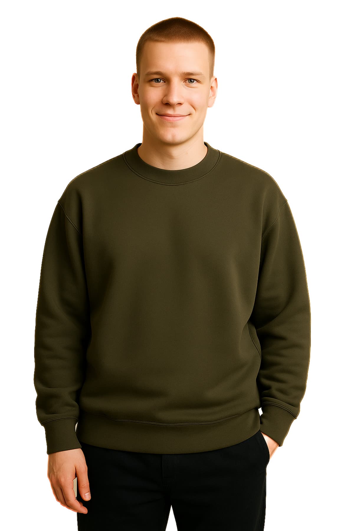 Oversize Haki Baskısız Sweatshirt