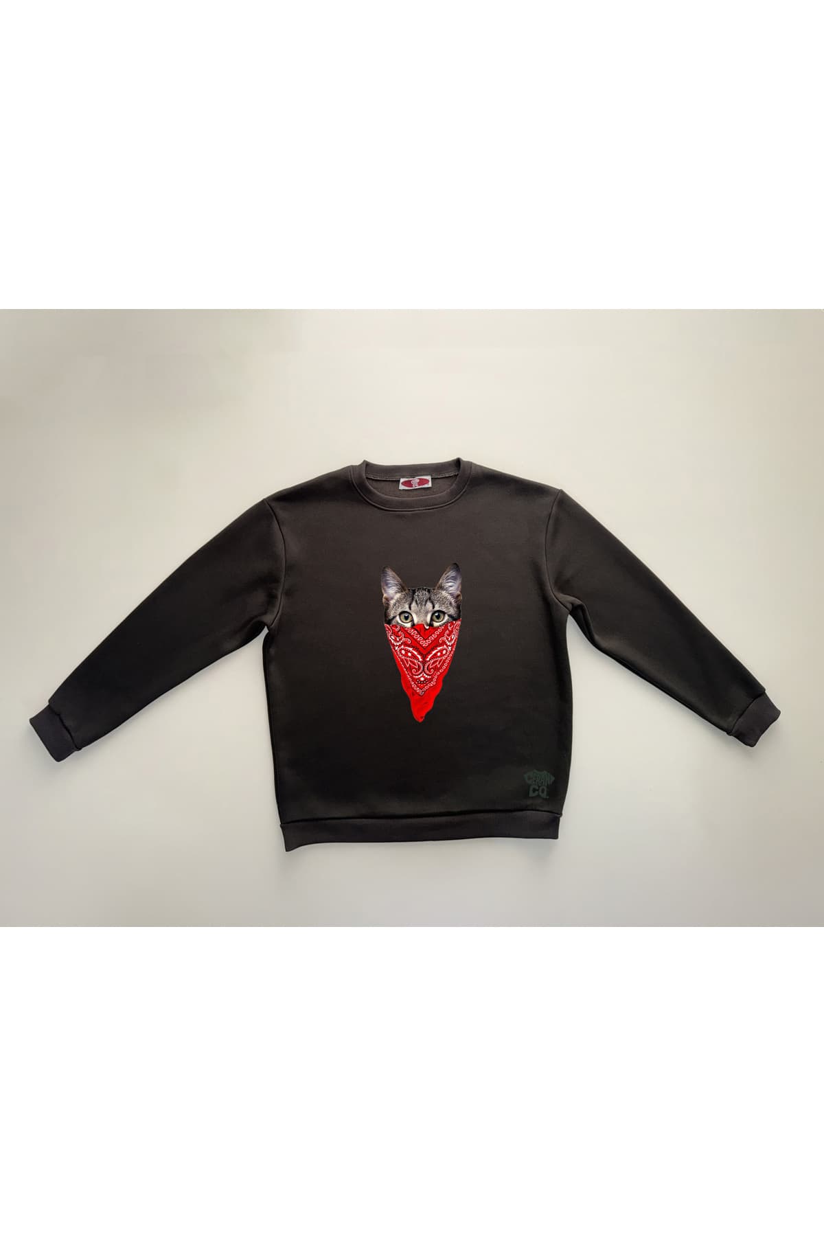 Kedi Model 2 Baskılı Sweatshirt – Krem