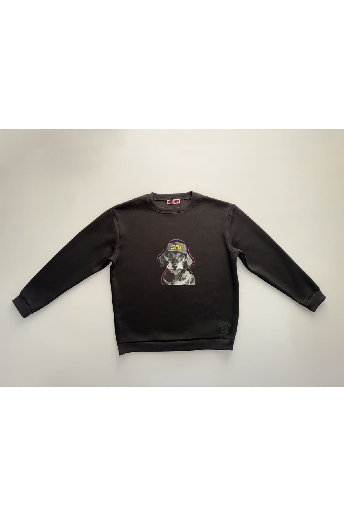 Chill Köpek Baskılı Sweatshirt – Siyah