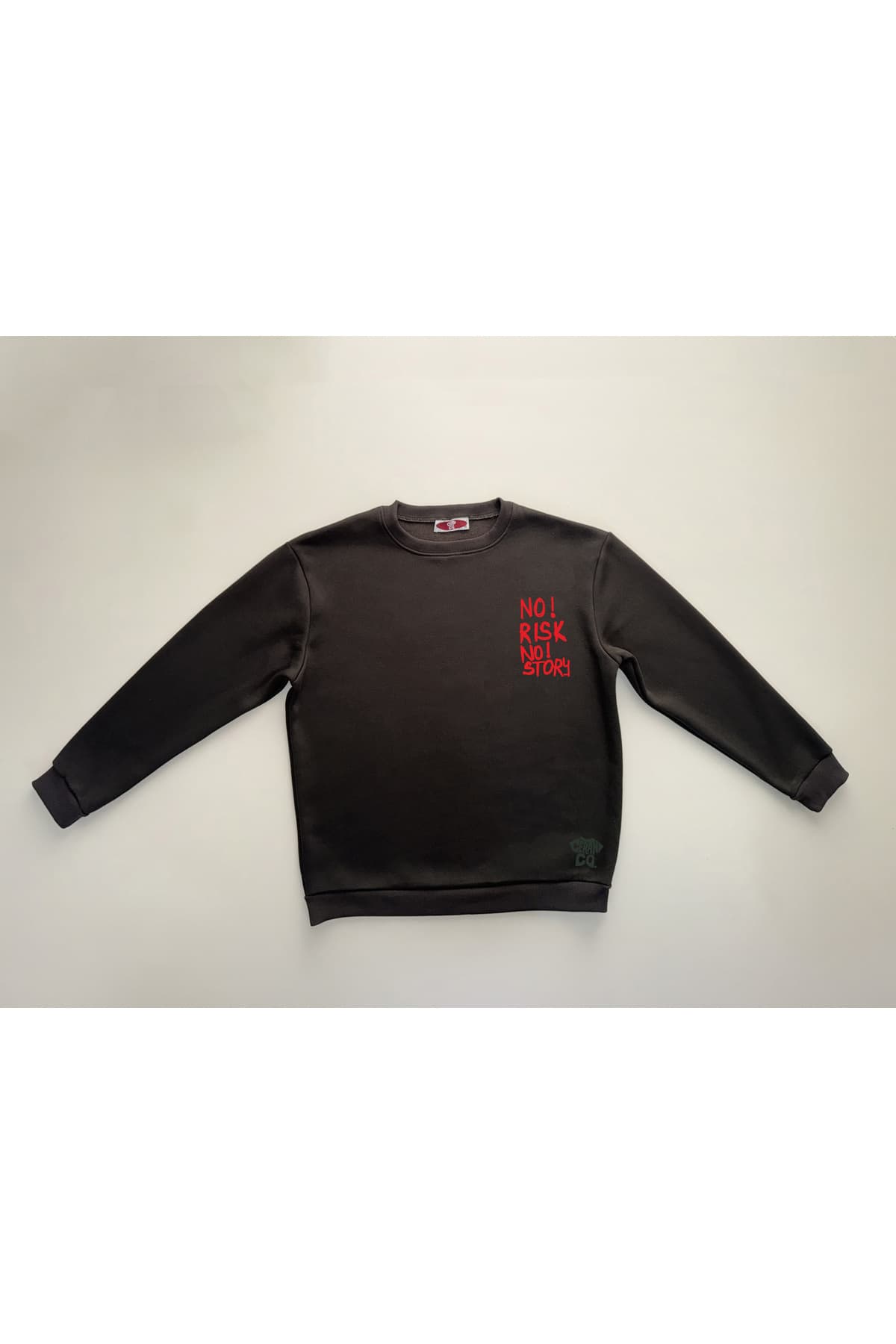 No Risk No Money Baskılı Sweatshirt – Siyah