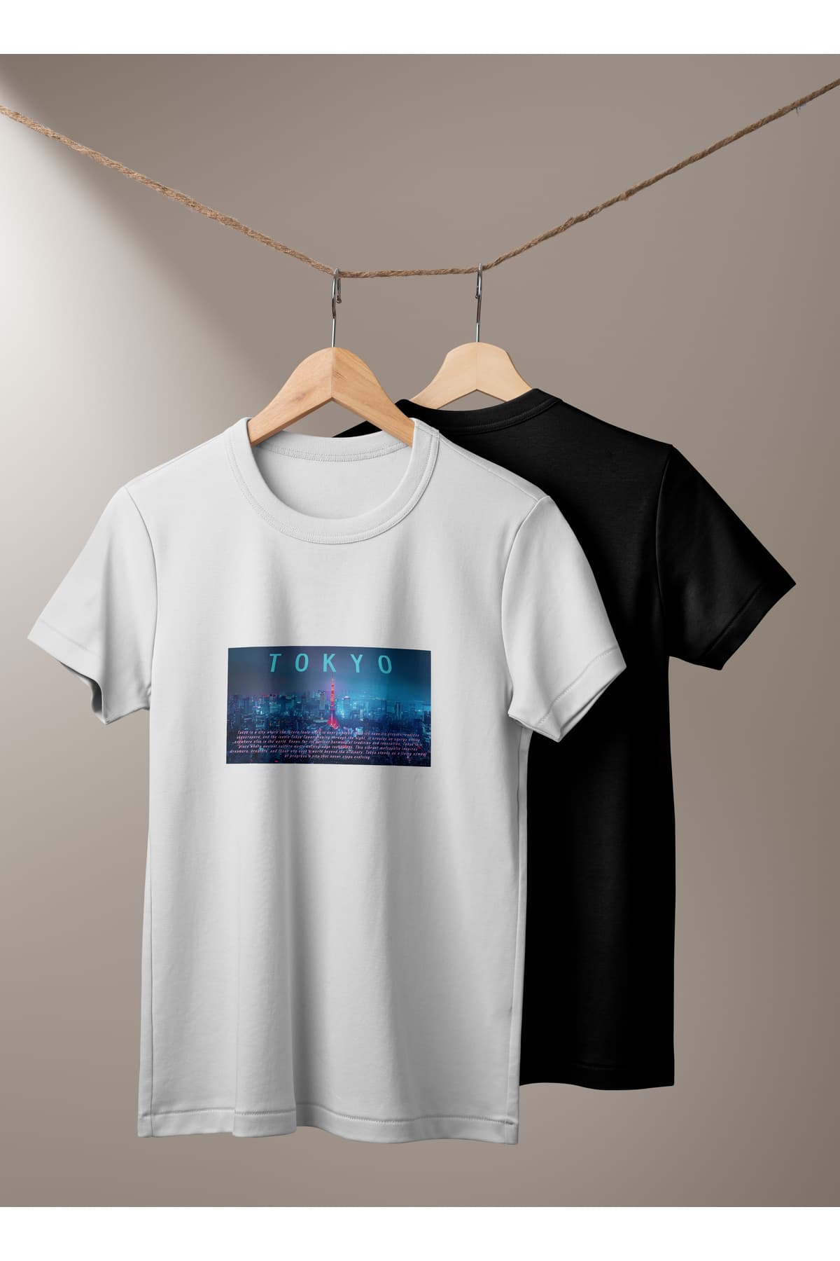 Tokyo Baskılı Basic T-Shirt Unisex %100 Pamuk
