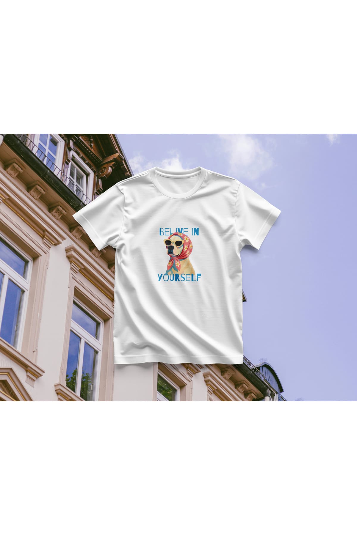 Köpek Yazı Baskılı Oversize T-Shirt Kadın %100 Pamuk