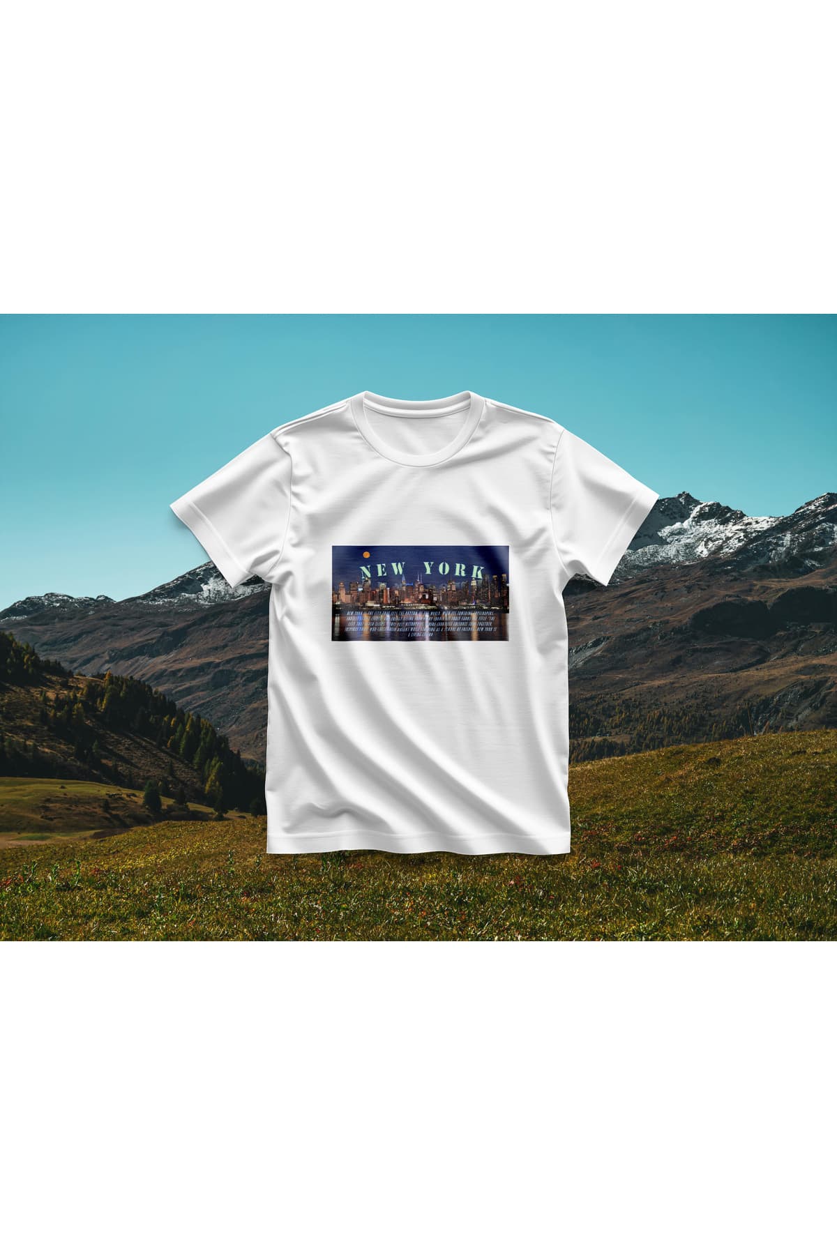 New York Baskılı Oversize T-Shirt Unisex %100 Pamuk