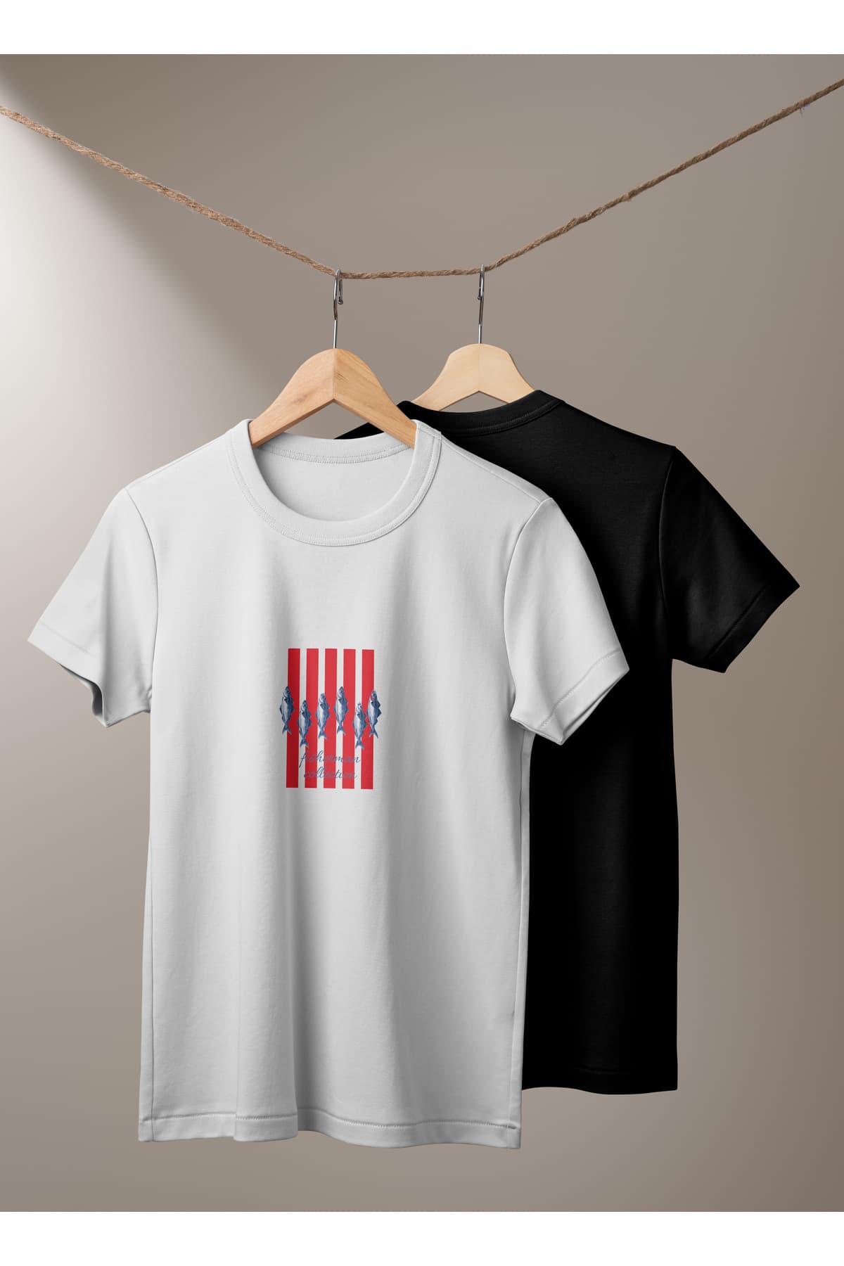 Fisherman Collection Baskılı Basic T-Shirt Unisex %100 Pamuk