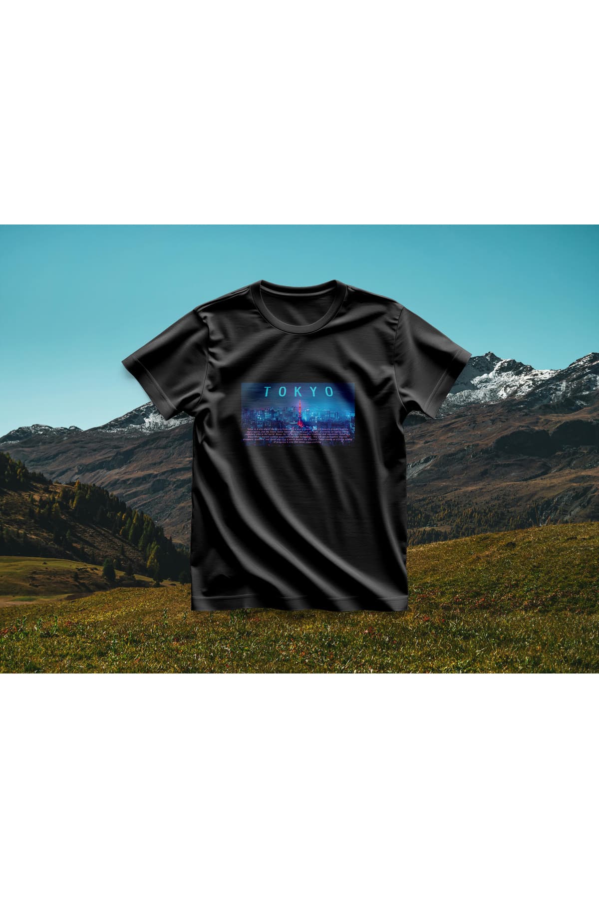 Tokyo Baskılı Oversize T-Shirt Unisex %100 Pamuk