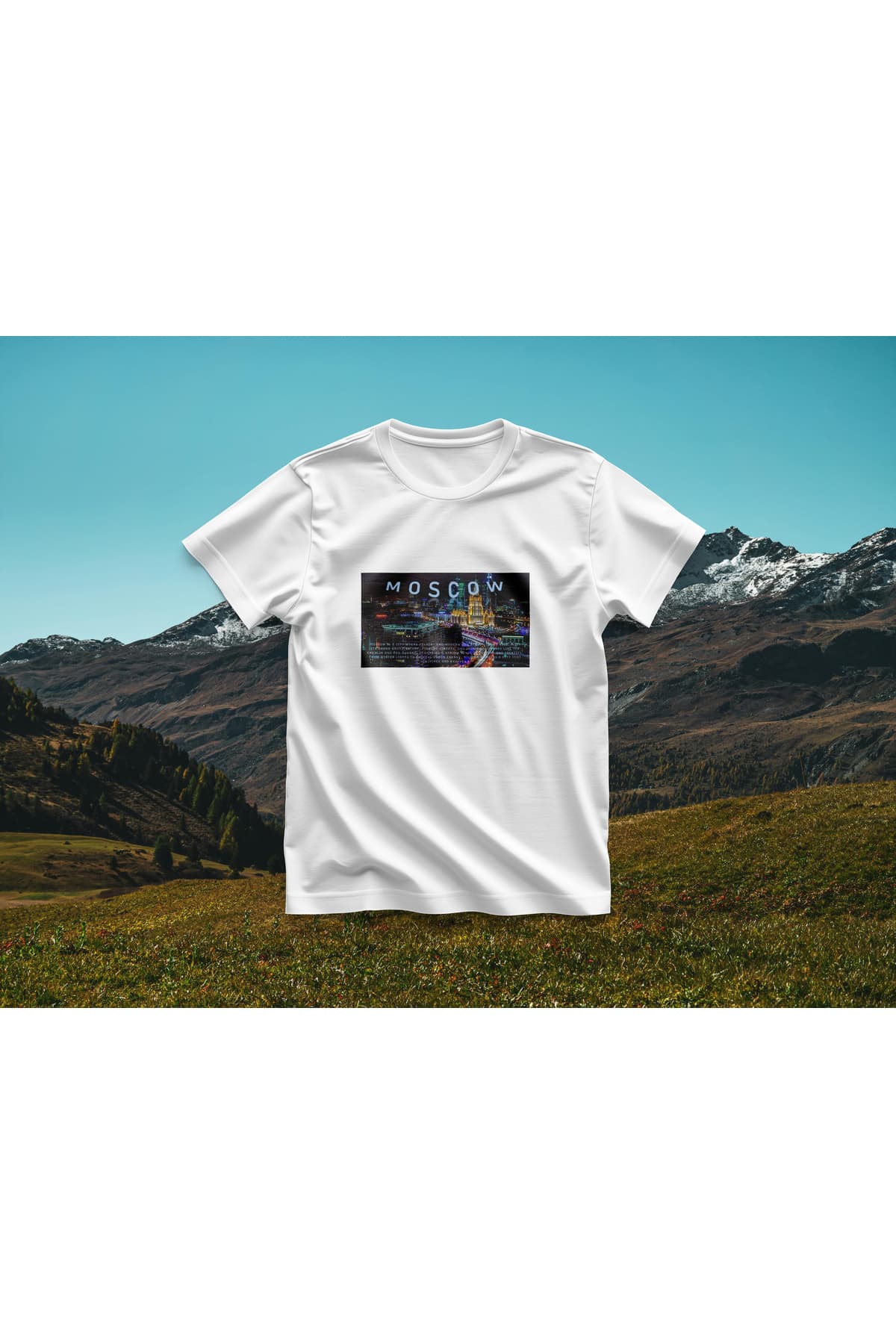 Moscow Baskılı Oversize T-Shirt Unisex %100 Pamuk