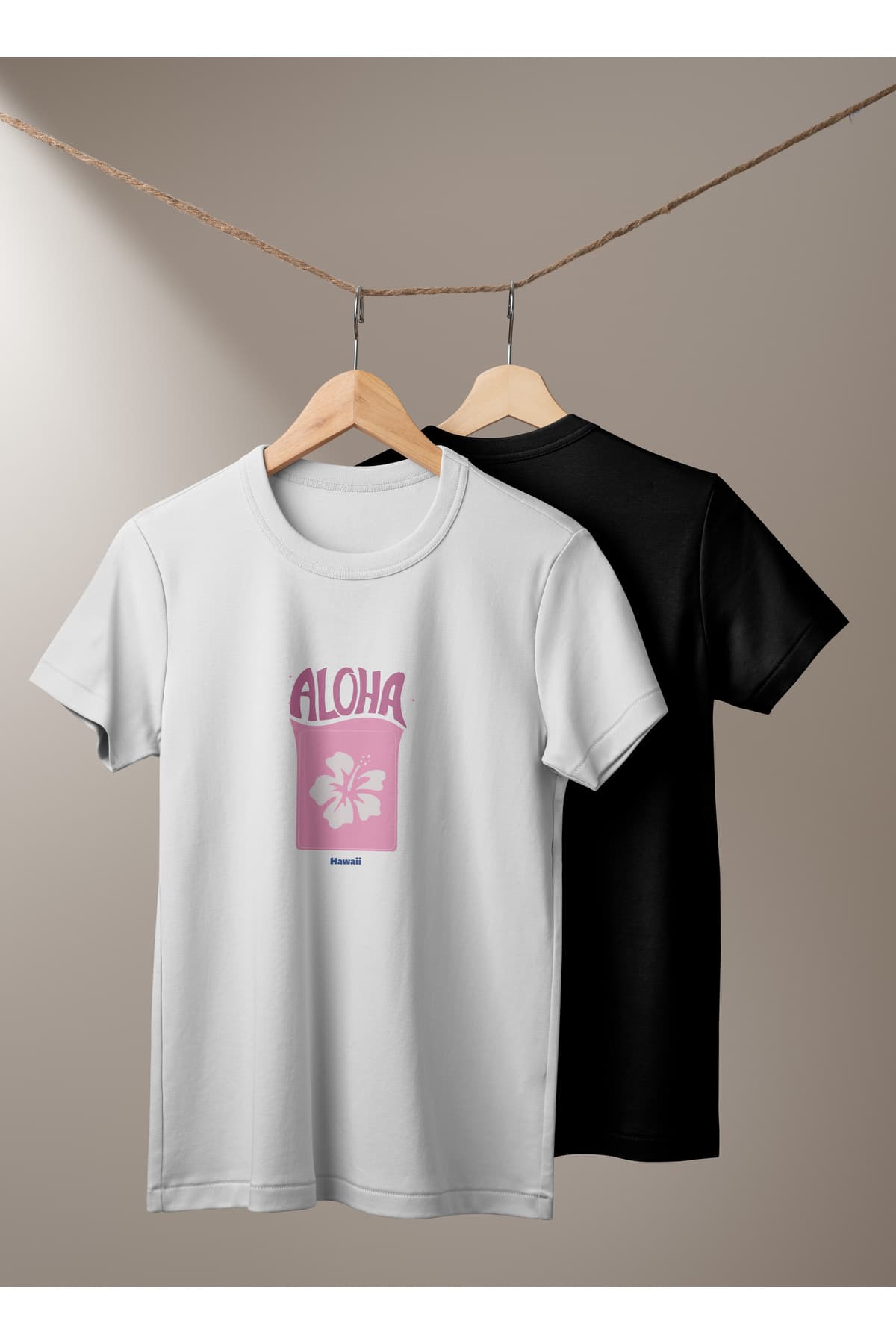 Aloha 1 Baskılı Basic T-Shirt Kadın %100 Pamuk