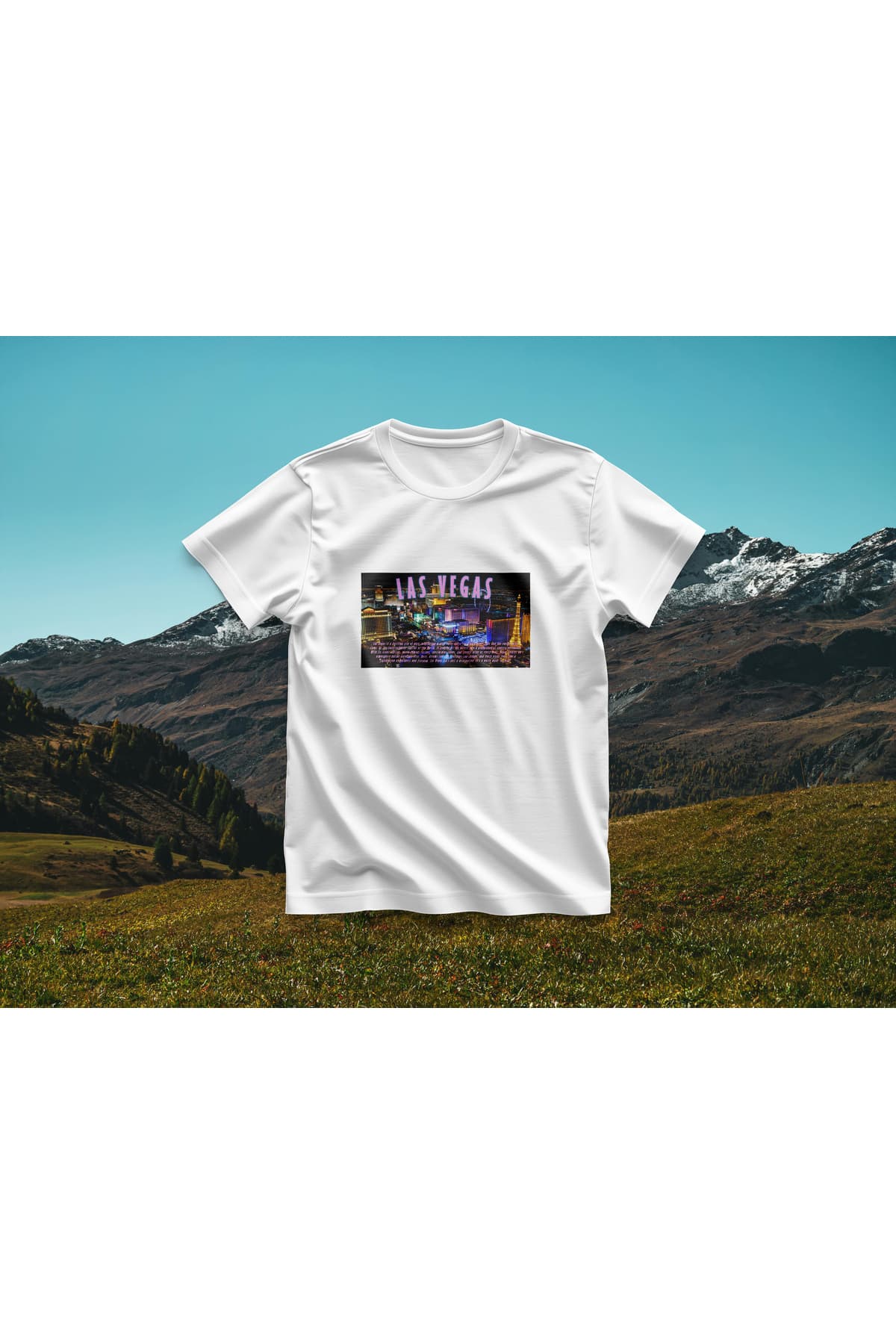 Las Vegas Baskılı Oversize T-Shirt Unisex %100 Pamuk
