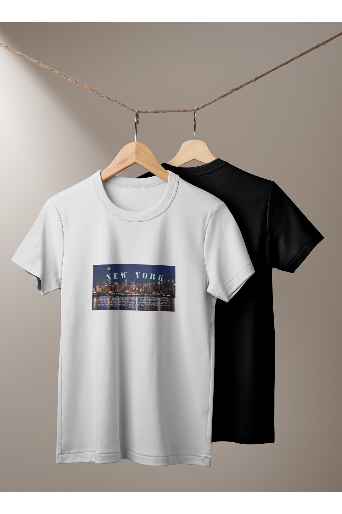 New York Baskılı Basic T-Shirt Unisex %100 Pamuk