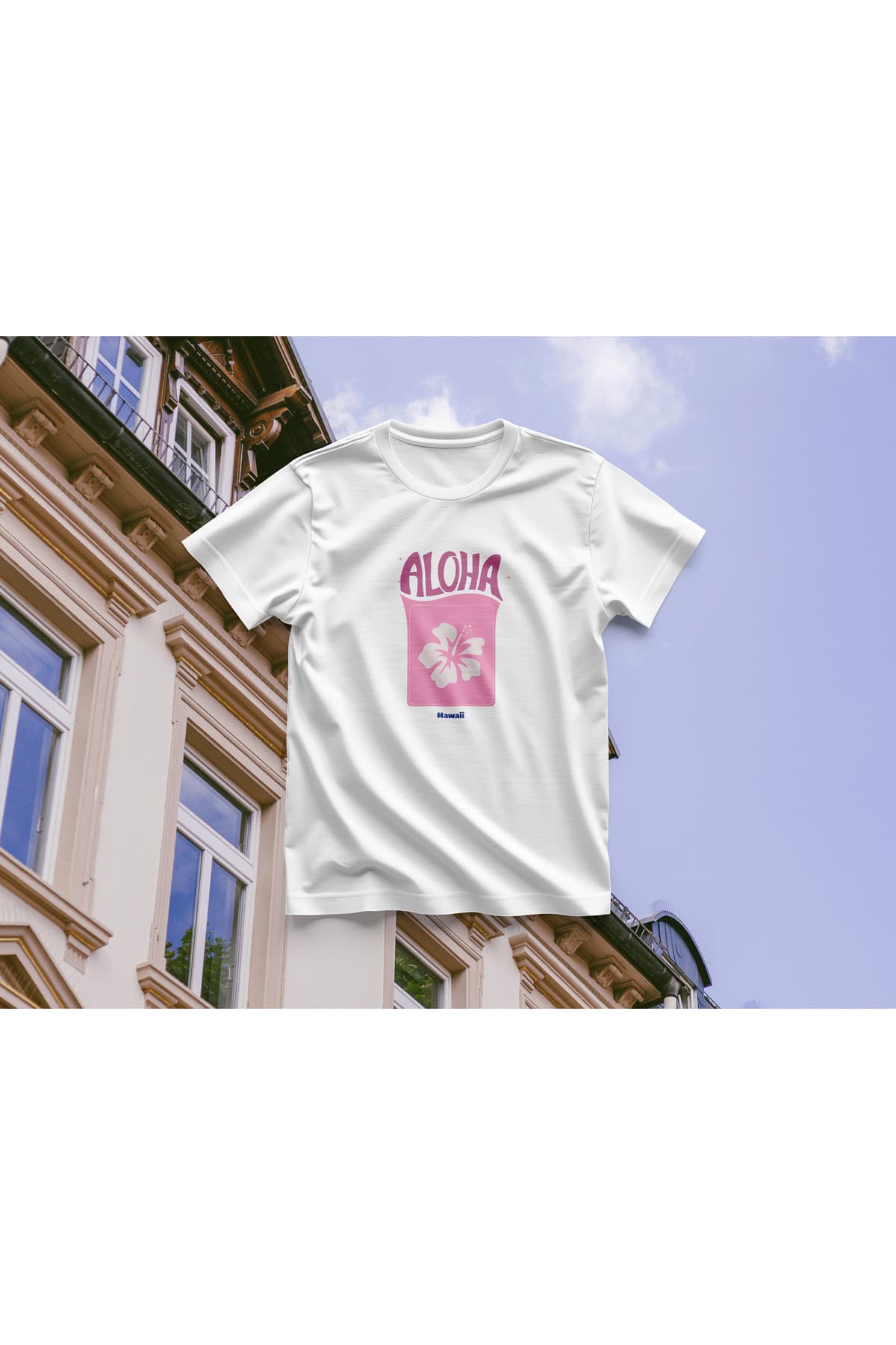 Aloha 1 Baskılı Oversize T-Shirt Kadın %100 Pamuk