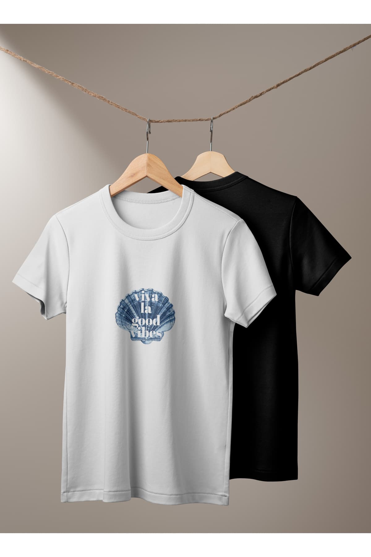 İstiridye Baskılı Basic T-Shirt Unisex %100 Pamuk