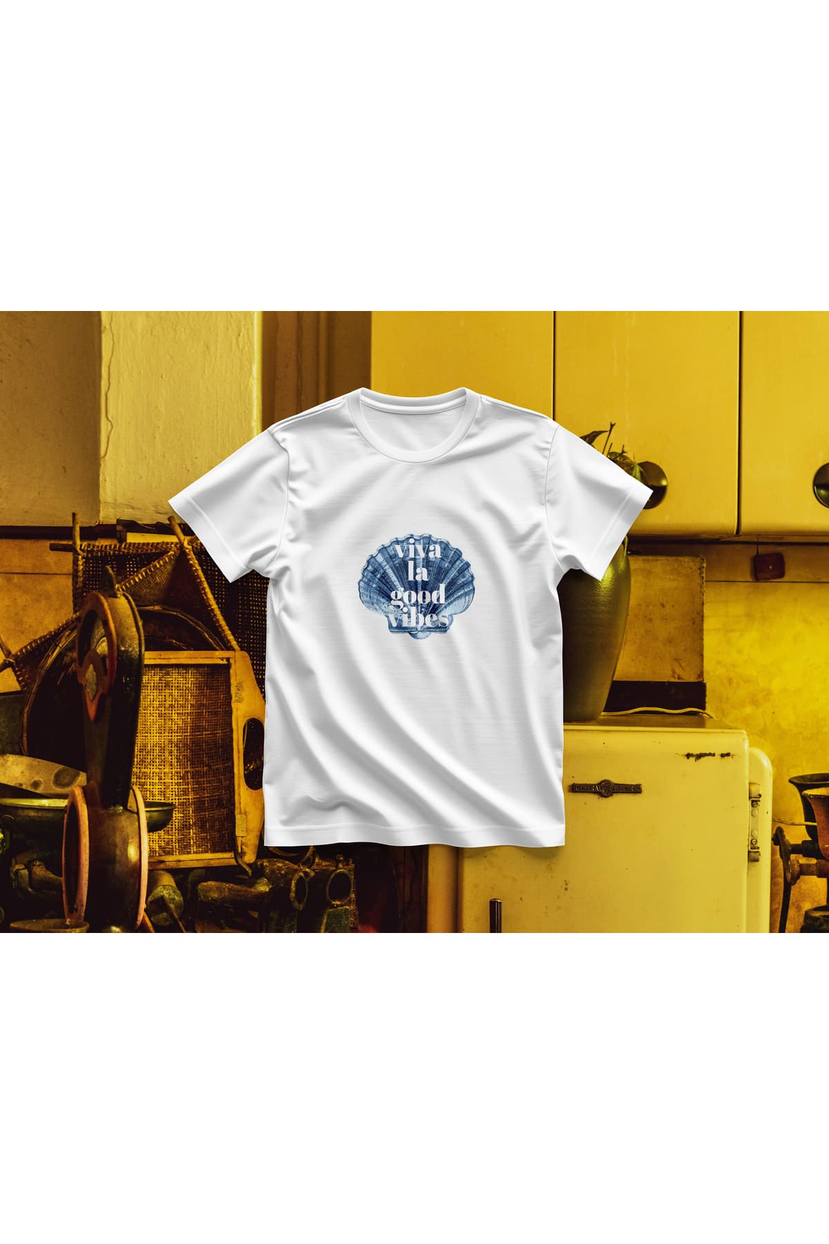 İstiridye Baskılı Oversize T-Shirt Unisex %100 Pamuk