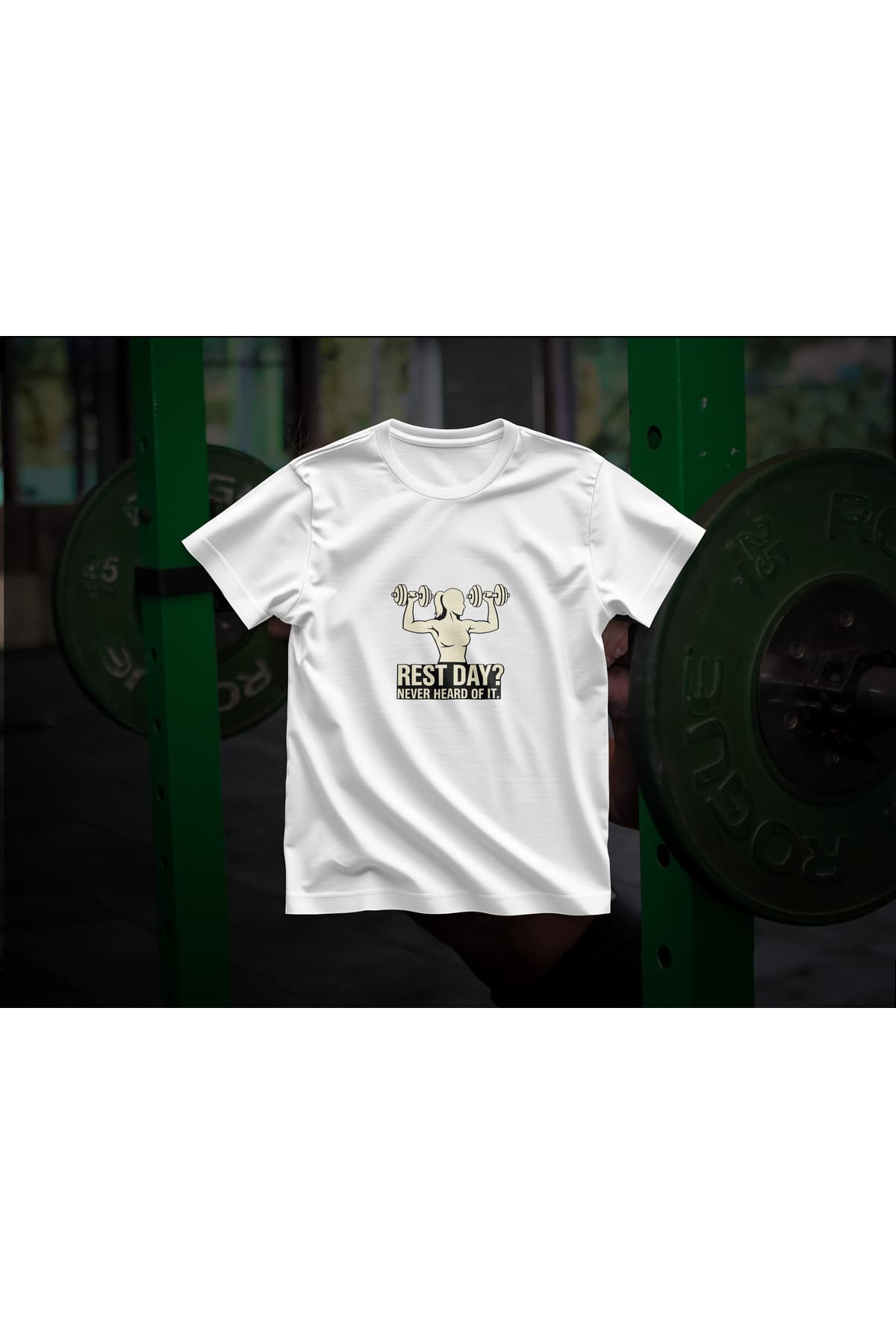 Rest Day Fitness Baskılı Oversize T-Shirt Kadın %100 Pamuk