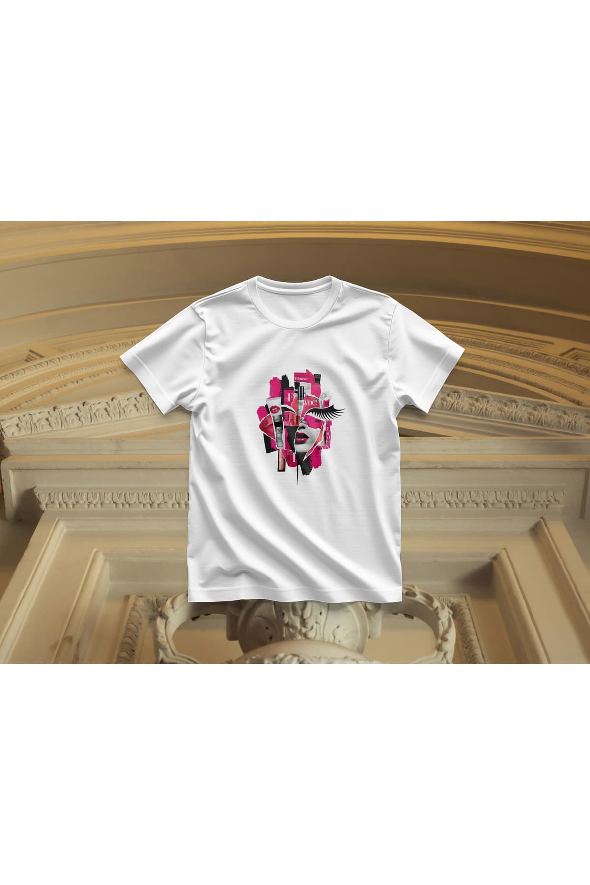 Kadın Tasarımı 2 Baskılı Oversize T-Shirt Kadın %100 Pamuk