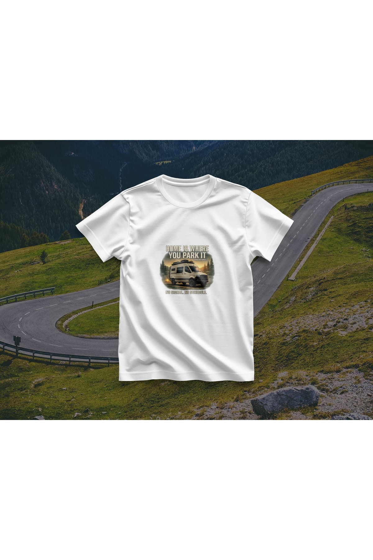 Karavan Baskılı Oversize T-Shirt Unisex %100 Pamuk