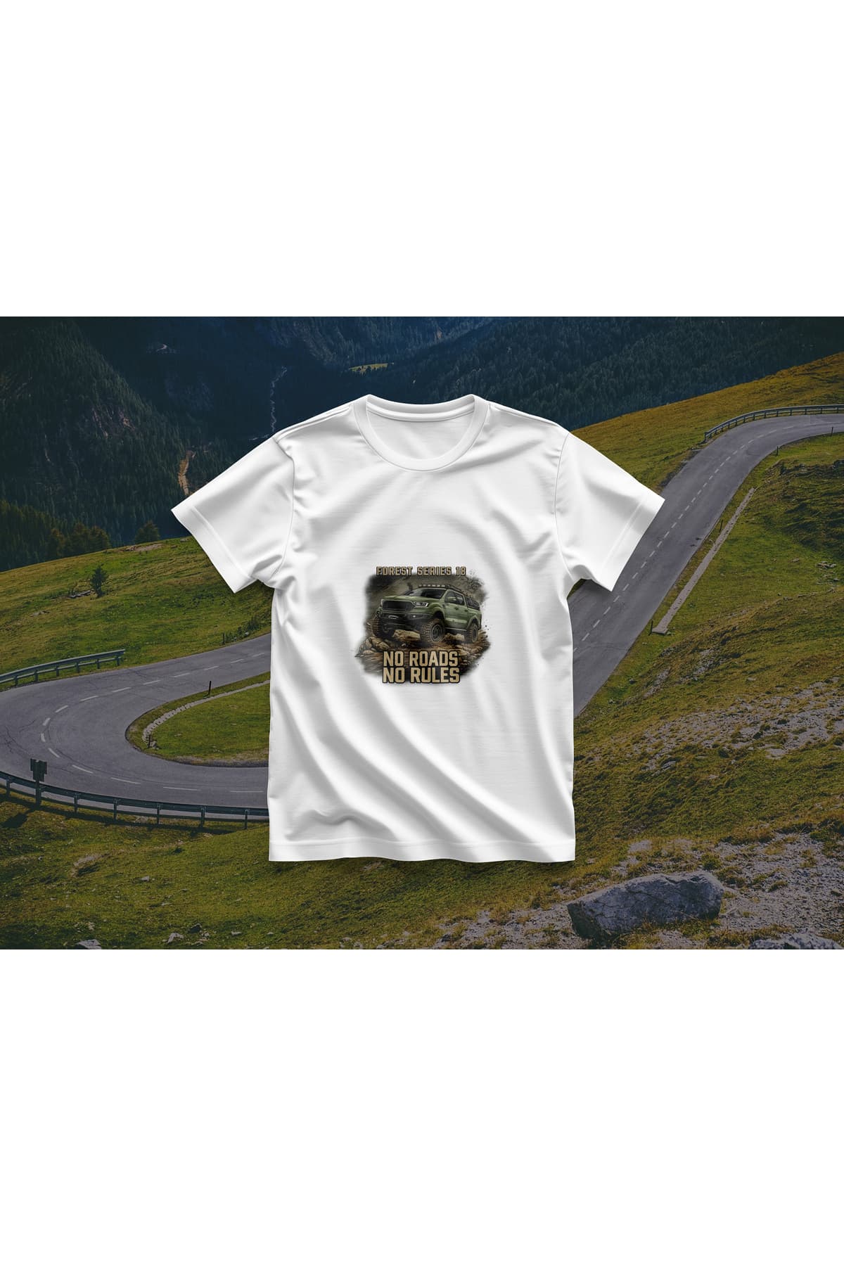 Arazi Aracı (Offroad) 18 Baskılı Oversize T-Shirt Erkek %100 Pamuk