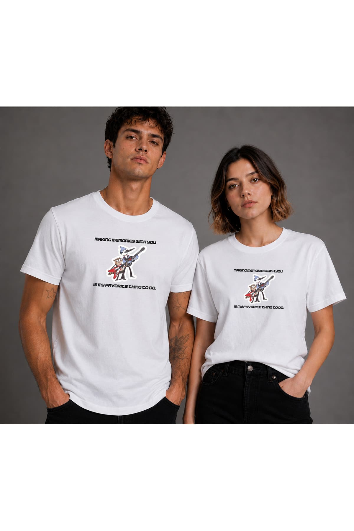 Sürekli Dizi Baskılı Basic T-Shirt Unisex %100 Pamuk