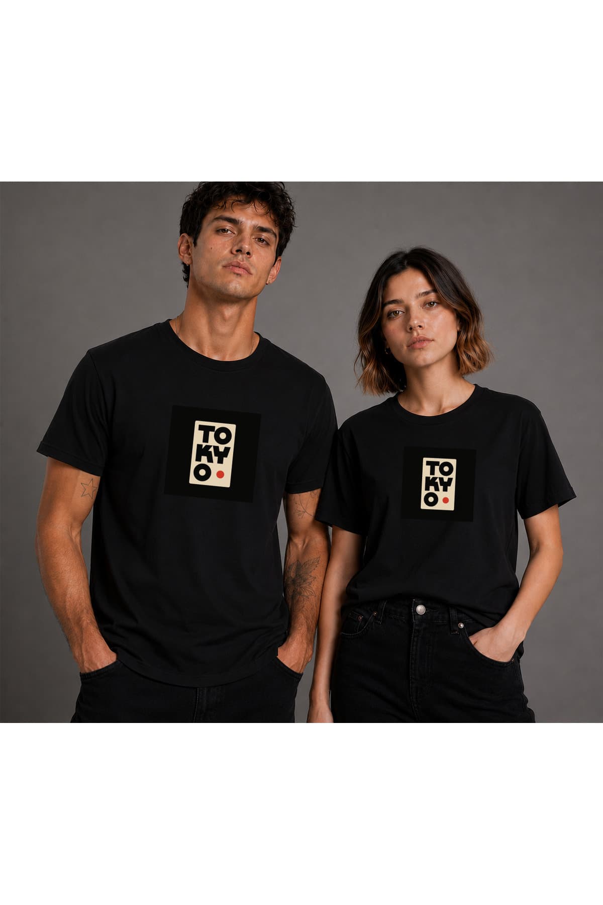 Tokyo Baskılı Basic T-Shirt Unisex %100 Pamuk