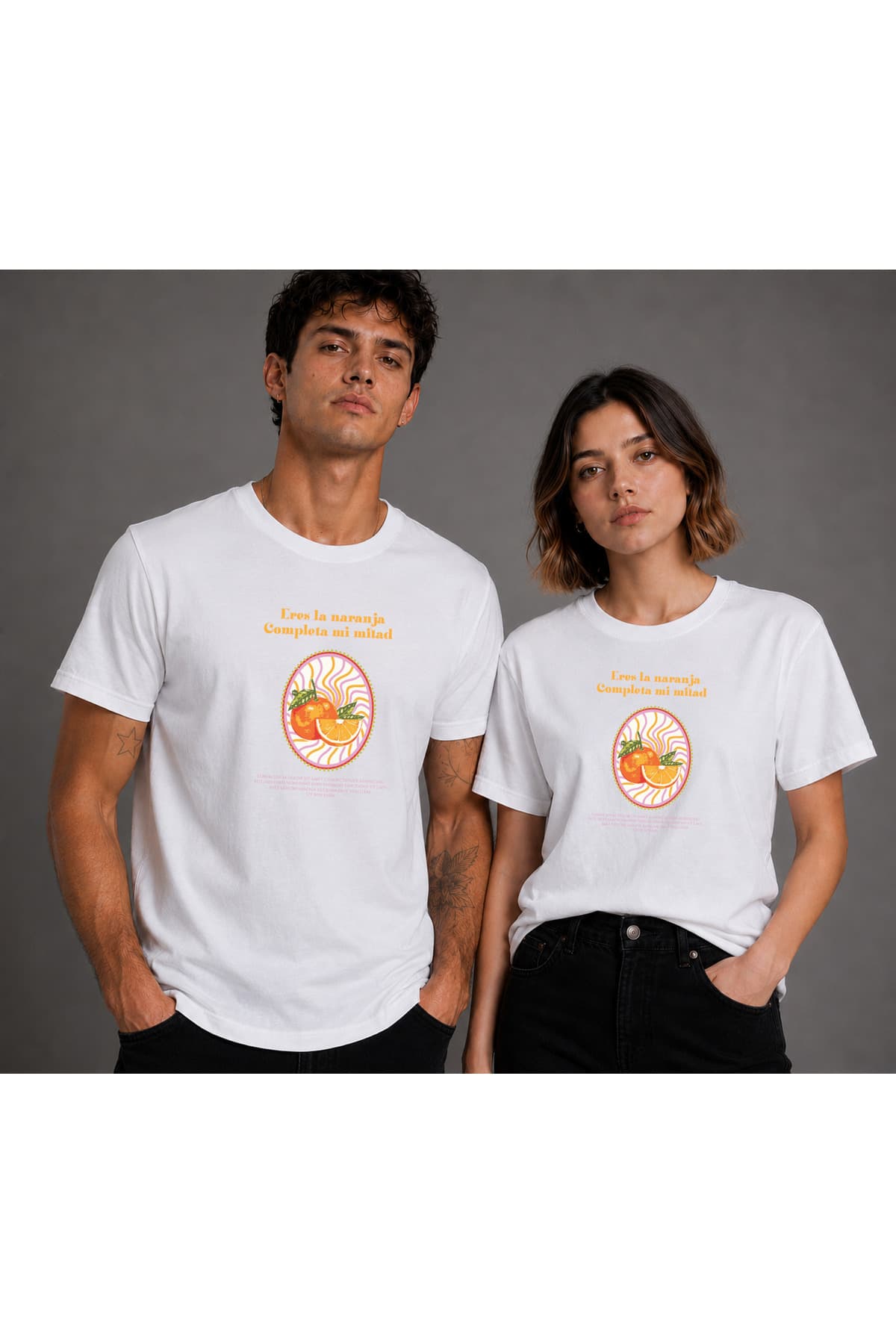 Portakal Baskılı Basic T-Shirt Unisex %100 Pamuk