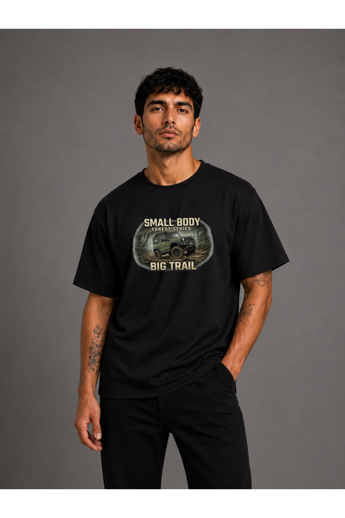 Arazi Aracı (Offroad) 7 Baskılı Oversize T-Shirt Erkek %100 Pamuk