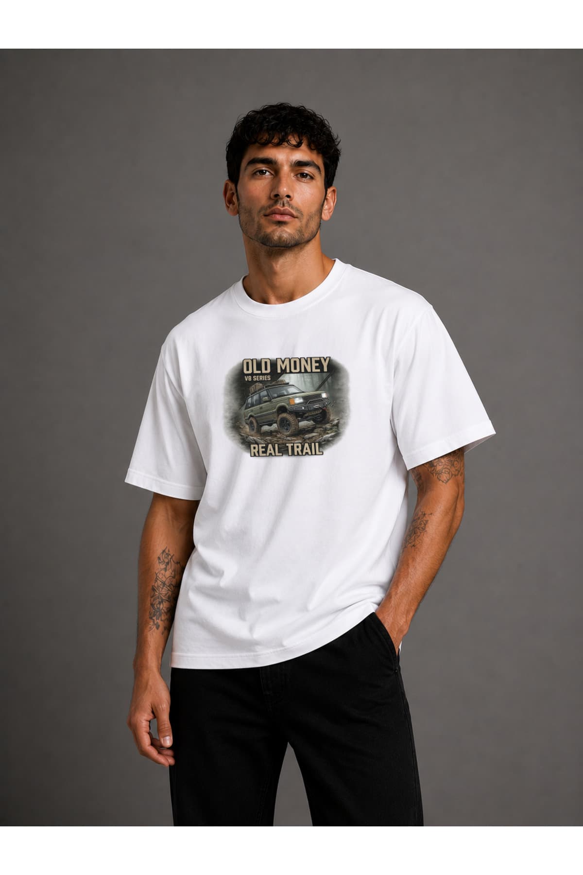 Arazi Aracı (Offroad) 8 Baskılı Oversize T-Shirt Erkek %100 Pamuk
