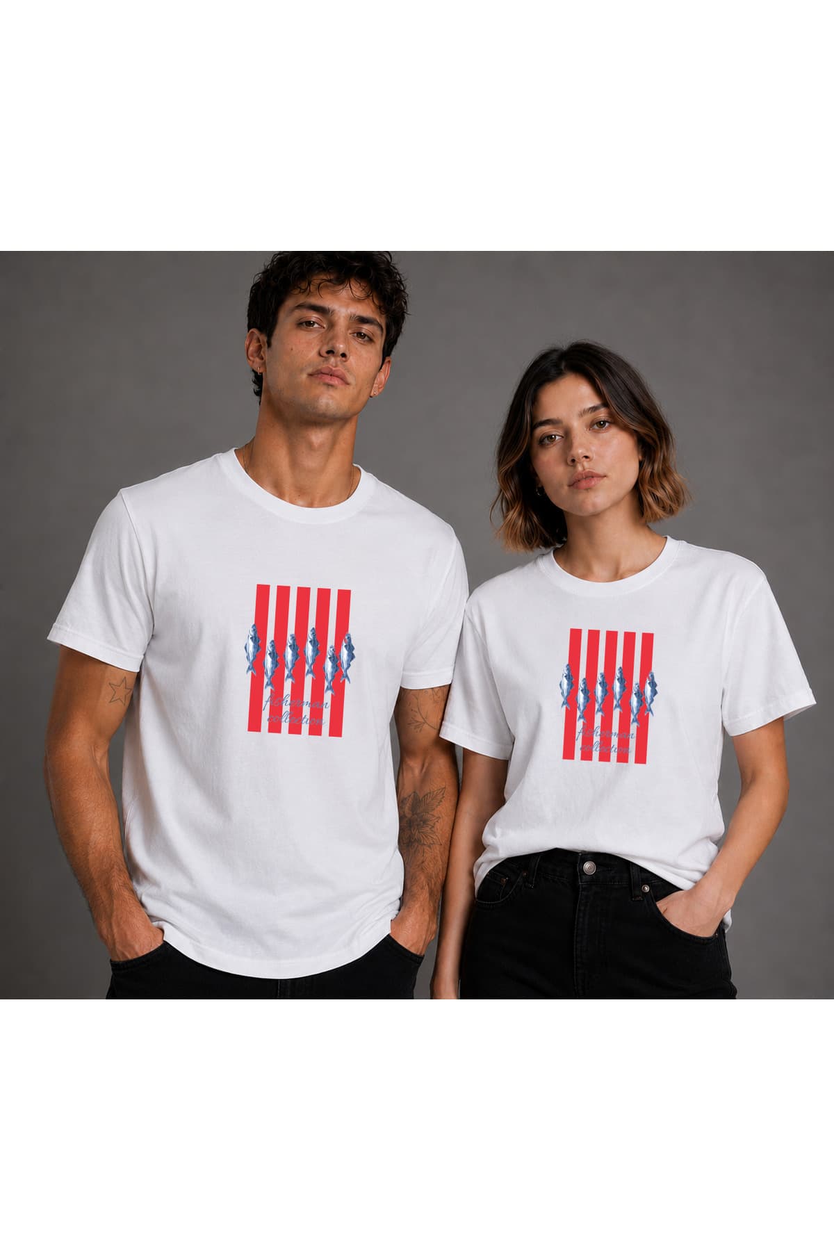 Fisherman Collection Baskılı Basic T-Shirt Unisex %100 Pamuk