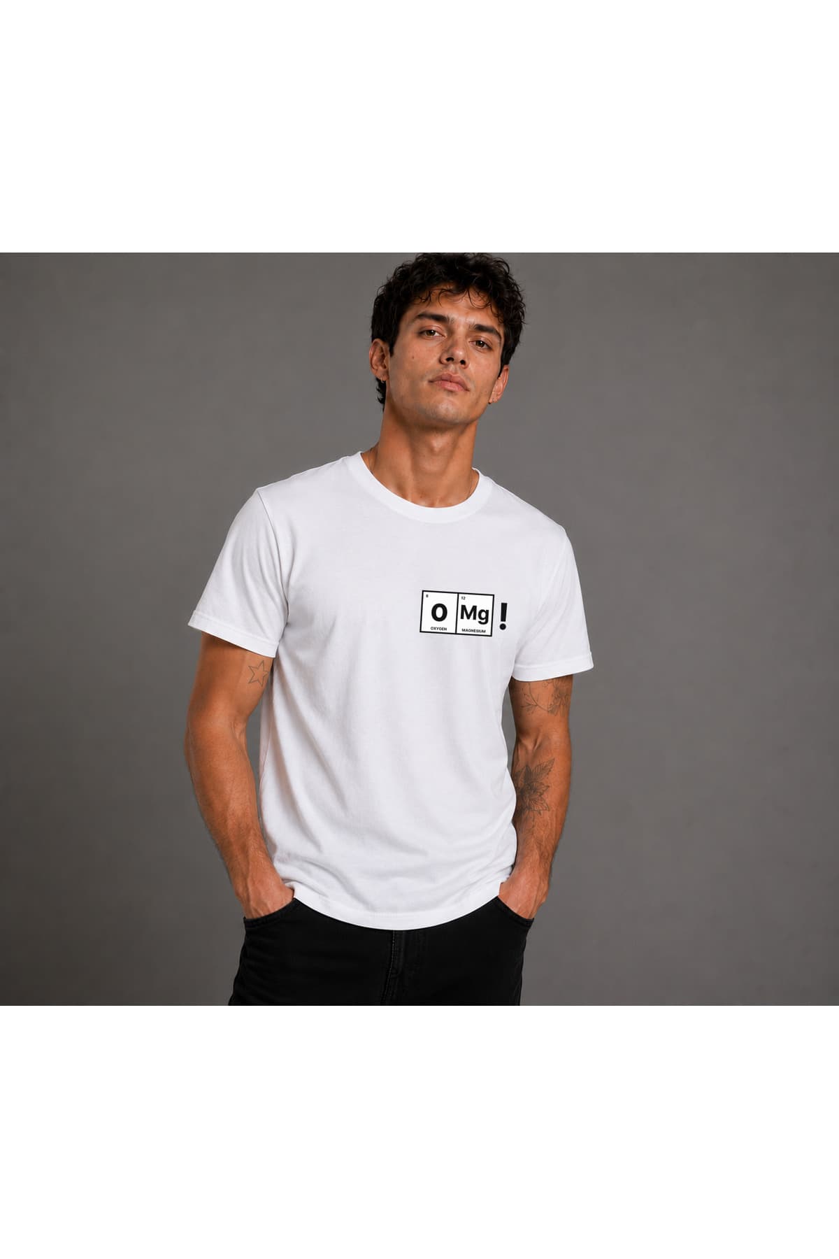 O Mg Baskılı Basic T-Shirt Erkek %100 Pamuk