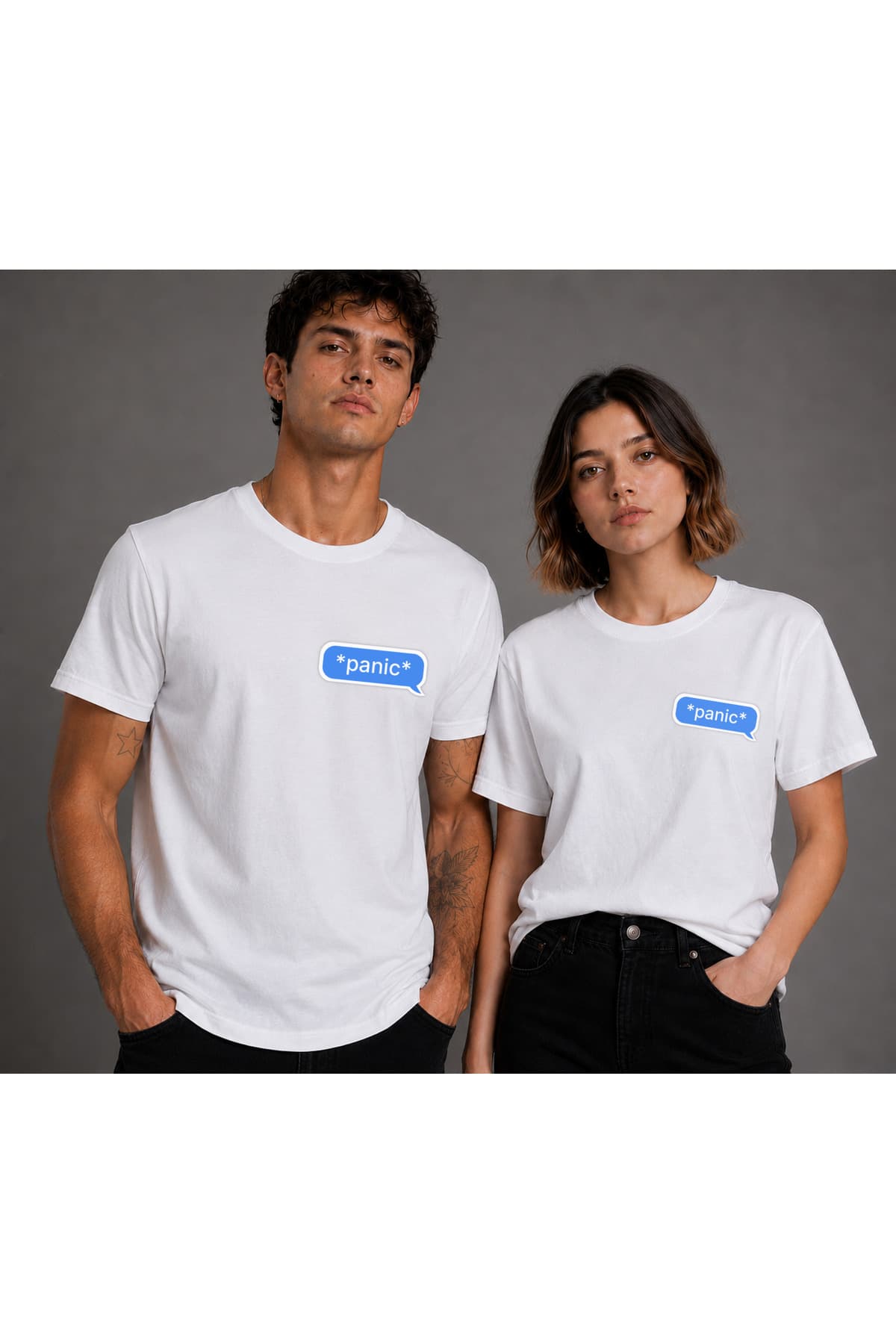 Panic Message Baskılı Basic T-Shirt Unisex %100 Pamuk