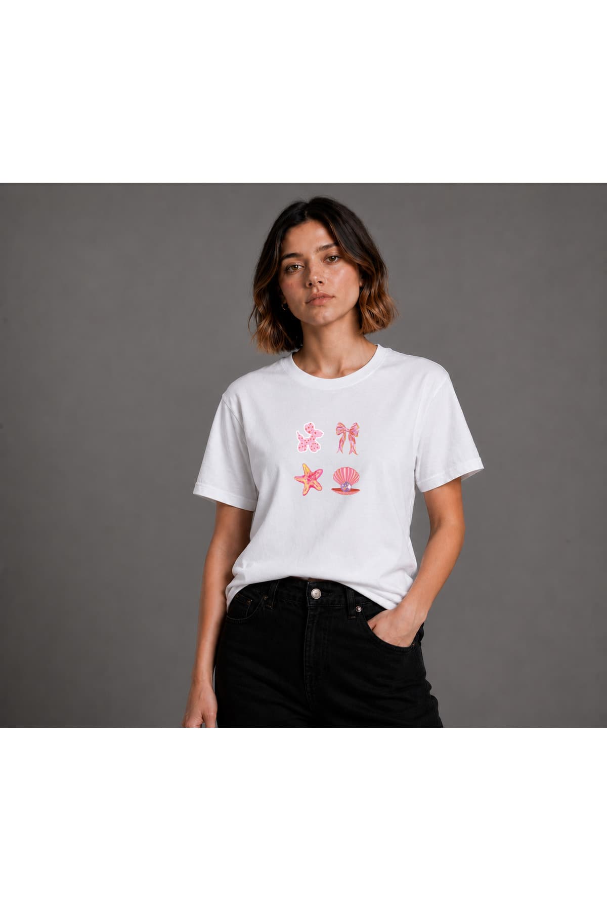 Girl Baskılı Basic T-Shirt Kadın %100 Pamuk