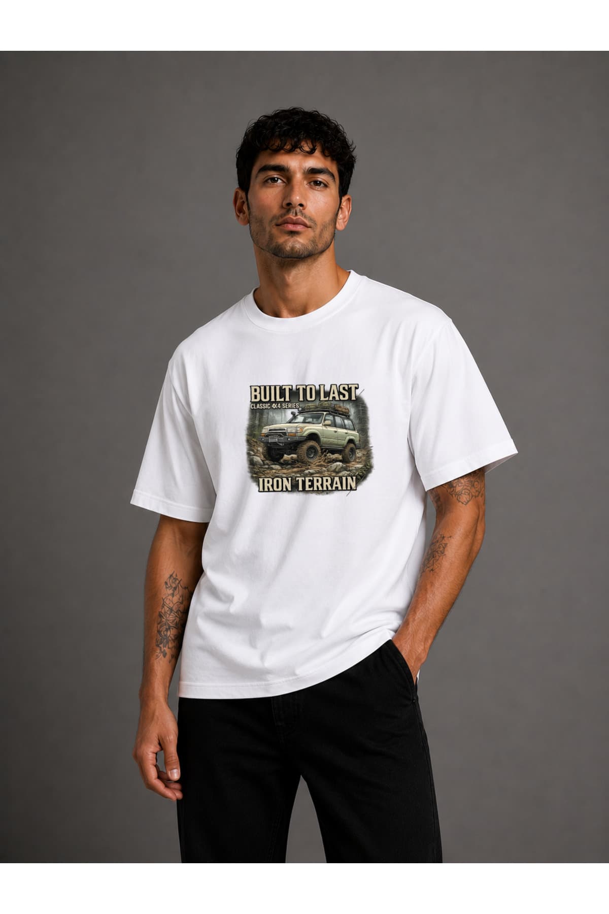 Arazi Aracı (Offroad) 1 Baskılı Oversize T-Shirt Erkek %100 Pamuk
