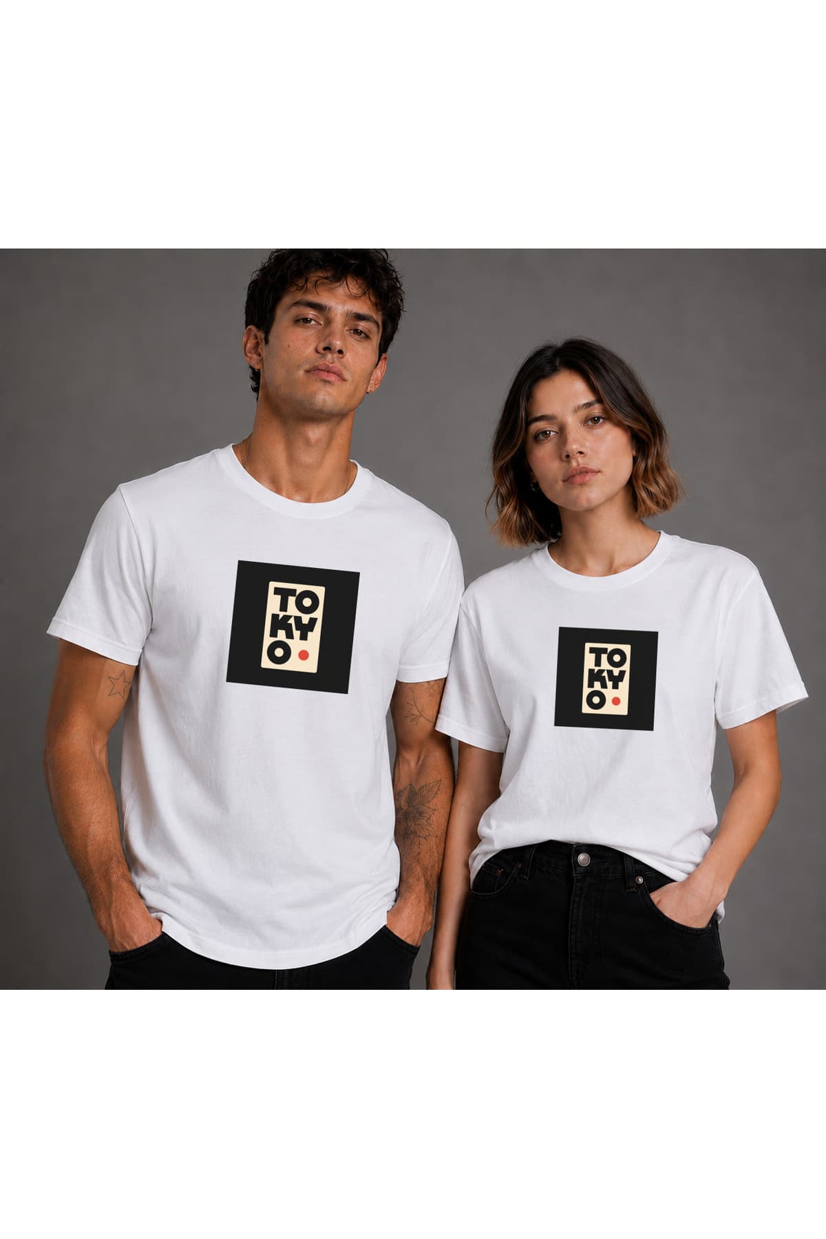 Tokyo Baskılı Basic T-Shirt Unisex %100 Pamuk